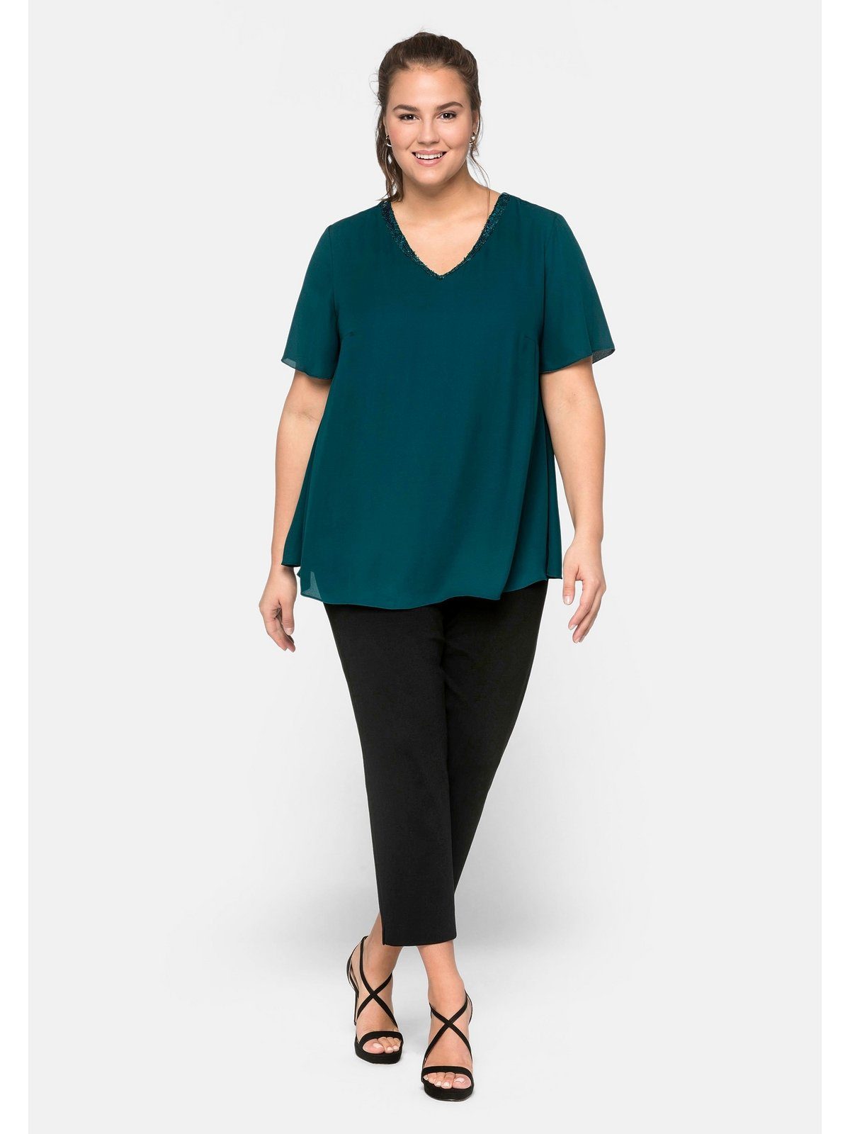 Sheego Tunika Große Größen in A-Linie, Lagenlook mit Flügelärmeln