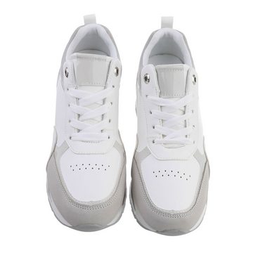 Ital-Design Damen Low-Top Freizeit Sneaker Keilabsatz/Wedge Sneakers Low in Weiß