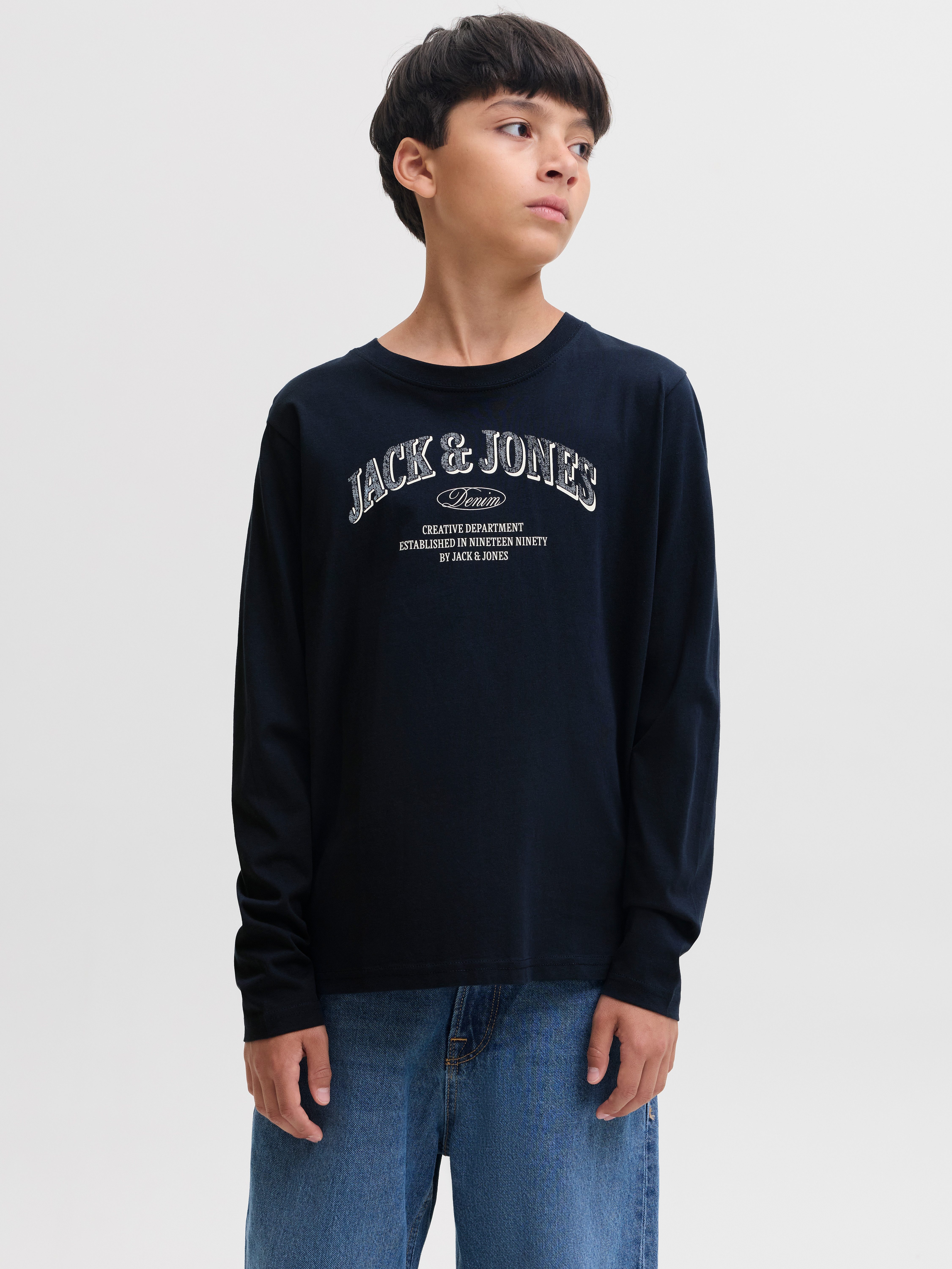 Jack & Jones Junior Langarmshirt JJEDENVER LOGO TEE LS O-NECK SN JNR Baumwolle, relaxed fit