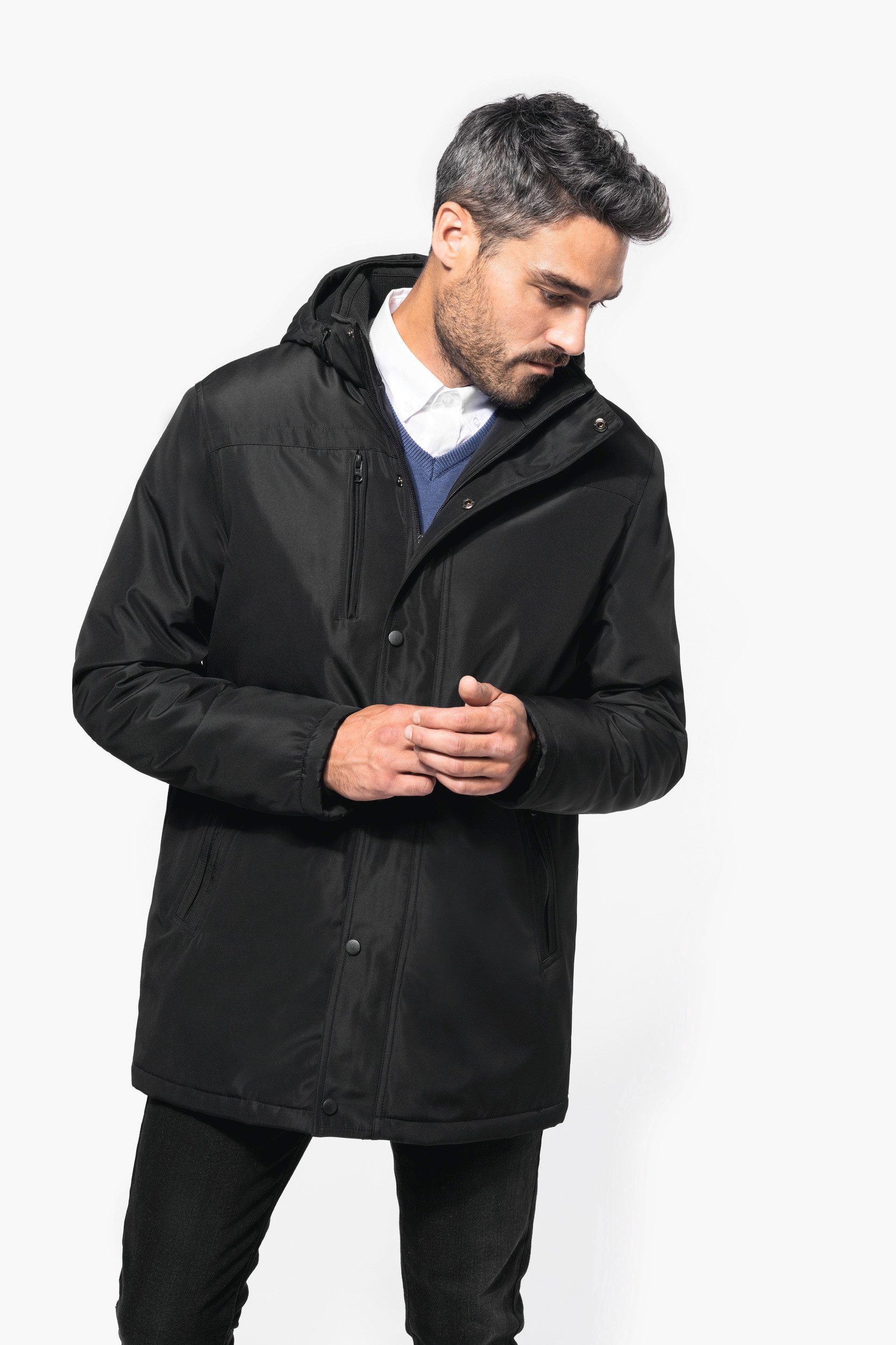 Outdoorjacke Herren Parka mit abnehmbarer Kapuze