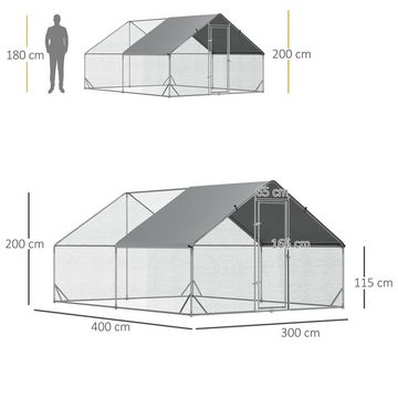 PawHut Hühnerstall Hühnerstall Freilaufgehege XXL Geflügelstall mit Schatten Dach, BxTxH: 300x400x200 cm