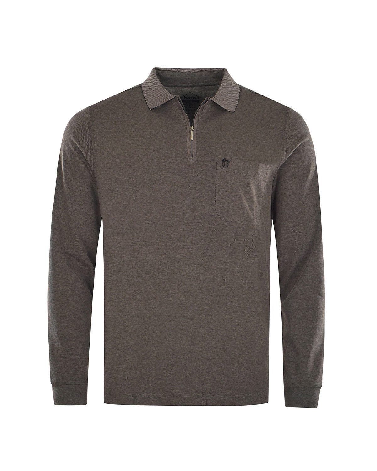 Langarm-Poloshirt Softknit-Poloshirt in Minimaldessin