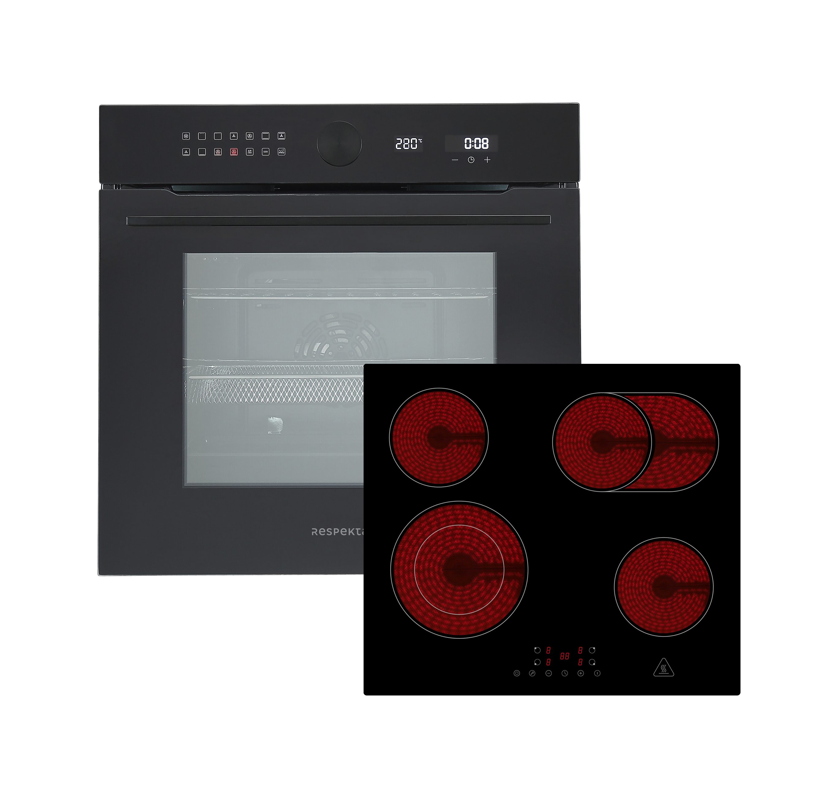 RESPEKTA Backofen-Set 0120ASET9005500 Adrian, mit 2-fach-Teleskopauszug, Pyrolyse-Selbstreinigung, EEK: A+; 71 Liter; Pyrolyse-Reinigung; Airfry Funktion