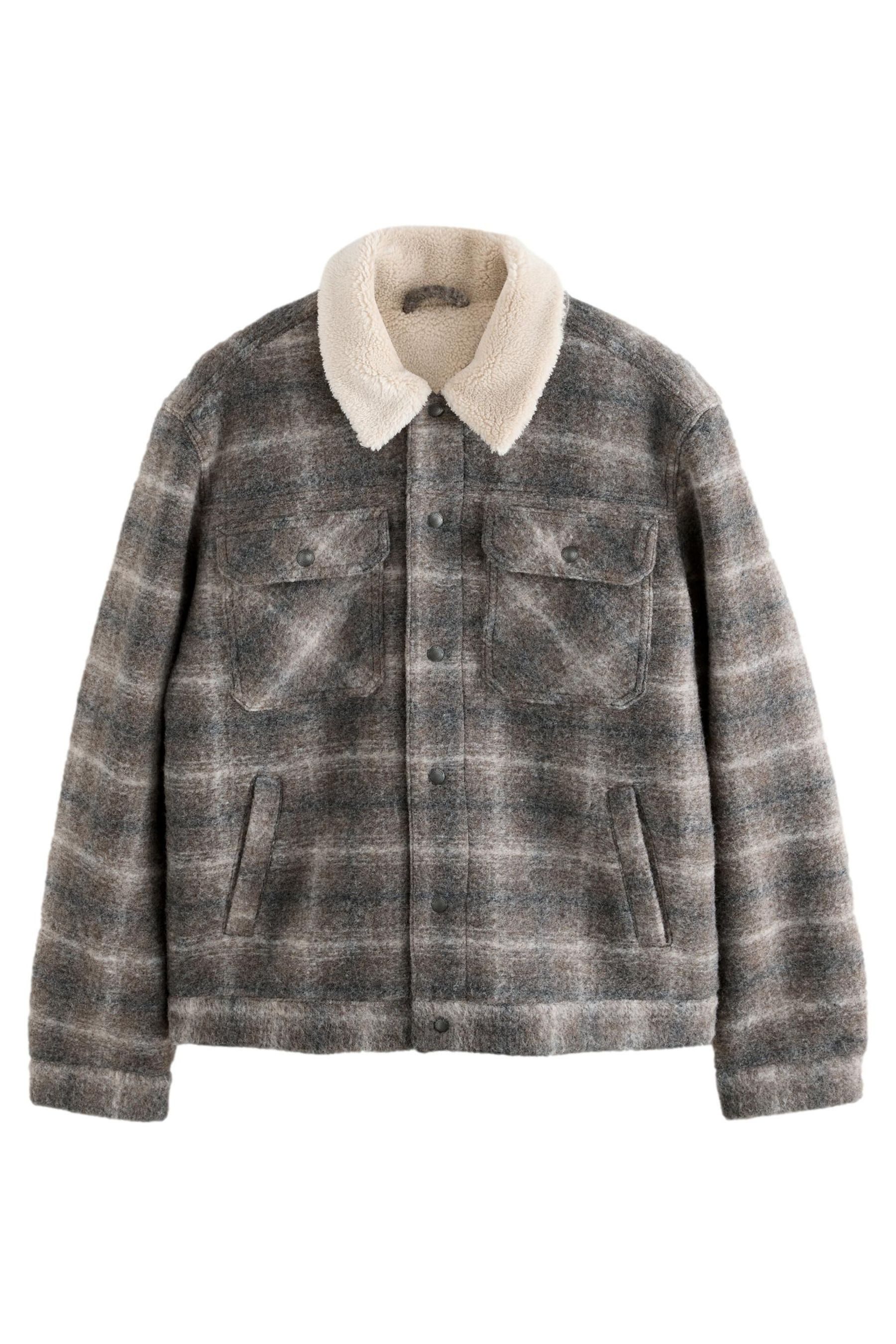 Hemdjacke Truckerjacke aus Wollmischung mit Borgfutter