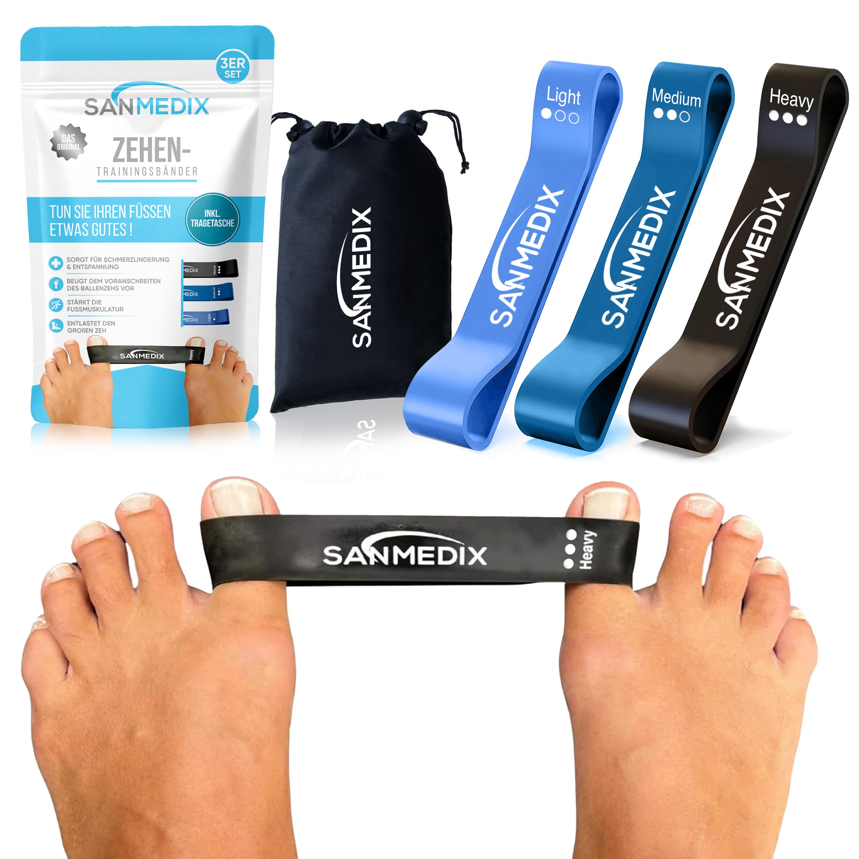 Sanmedix Zehenspreizer Hallux Valgus Korrektur Trainingsband für den Zeh, für Damen & Herren zur Schmerzlinderung von Ballenzehen