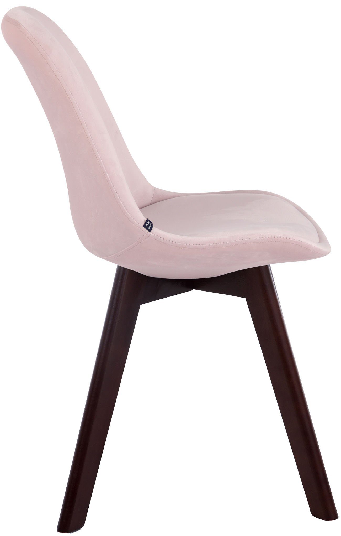 Sitzfläche: Gestell: Two Wohnzimmerstuhl), pink mit - - Bornova Sitzfläche gepolsterter Samt Besucherstuhl (Küchenstuhl - Konferenzstuhl Esszimmerstuhl hochwertig - Buchenholz Walnuss TPFLiving