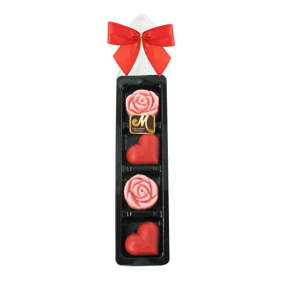 Odenwälder Marzipankonditorei Süßigkeit, Odenwälder Marzipan Herz und Rosen Stange Tortendekoration 50g
