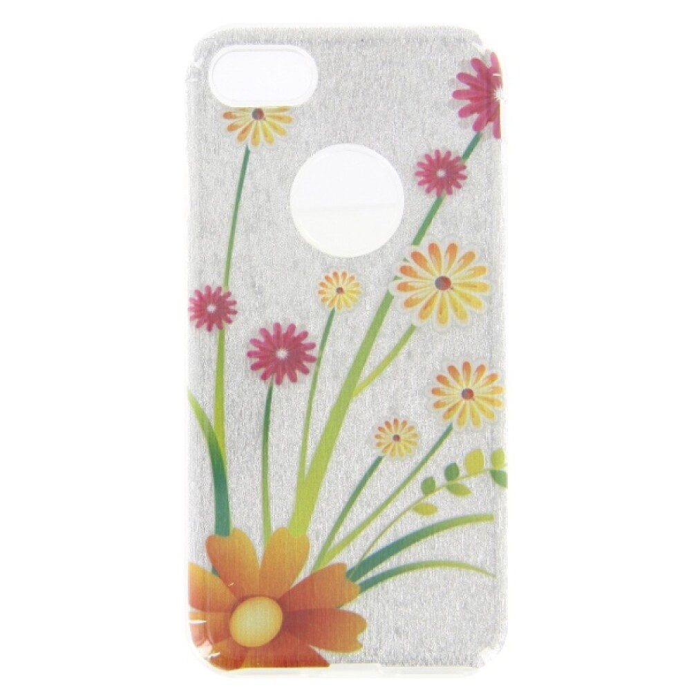 Handytasche Silikonhülle Handyhülle für iPhone 7 Glitzer-Blumenmuster Rosa Schutz (Silikonhülle)