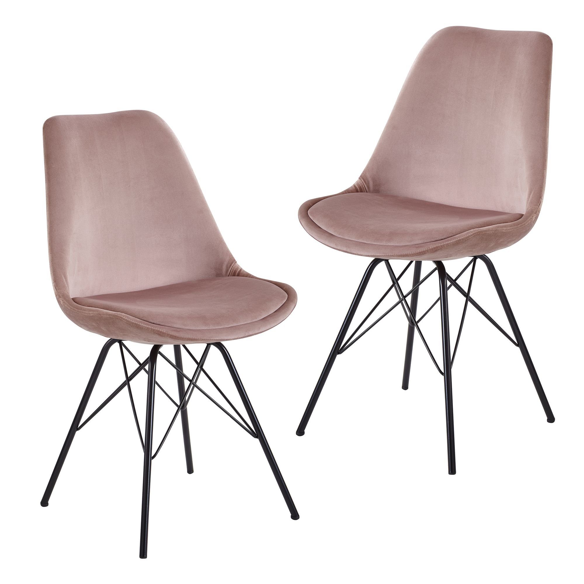 FINEBUY Esszimmerstuhl FB23281 (2er Set Samt Rosa, Küchenstuhl Gepolstert Modern), Polsterstuhl Esszimmer, Schalenstuhl ohne Armlehne Rosa | Rosa