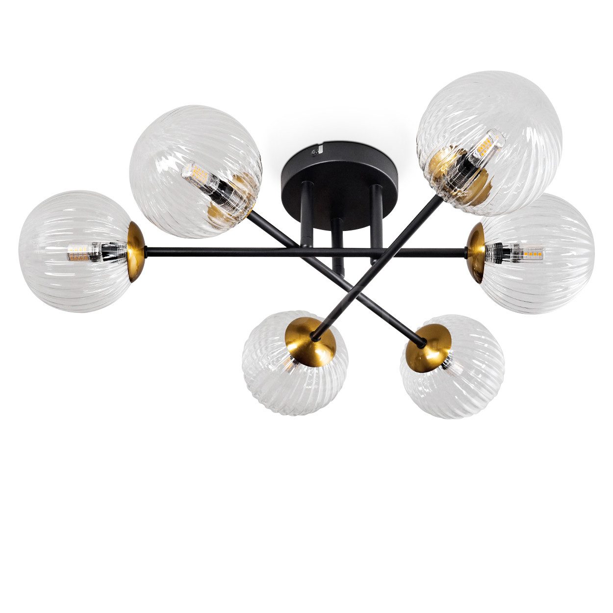 hofstein Deckenleuchte Deckenlampe aus Metall/Riffelglas in günstig online kaufen