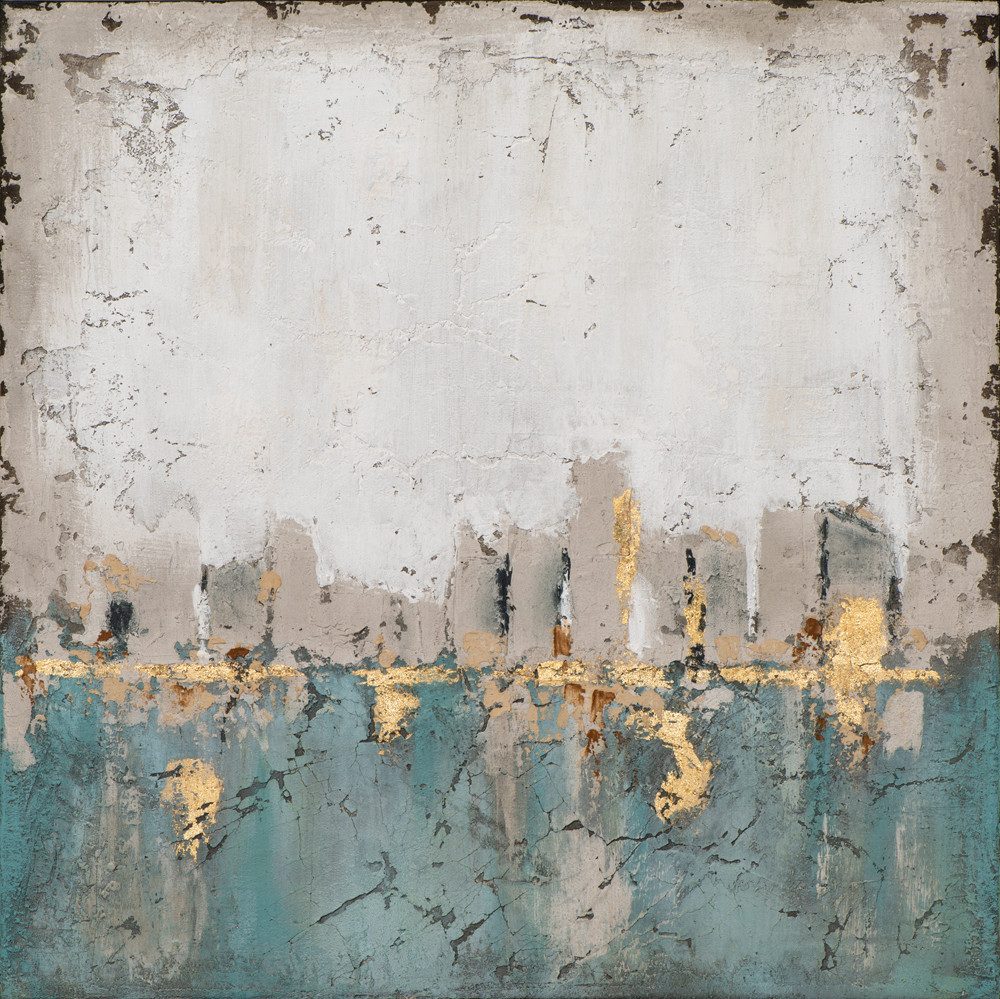 ArtUniverse Gemälde ArtUniverse Leinwandbild Abstrakte Skyline in Türkis II 70 x 70 cm, Abstrakt