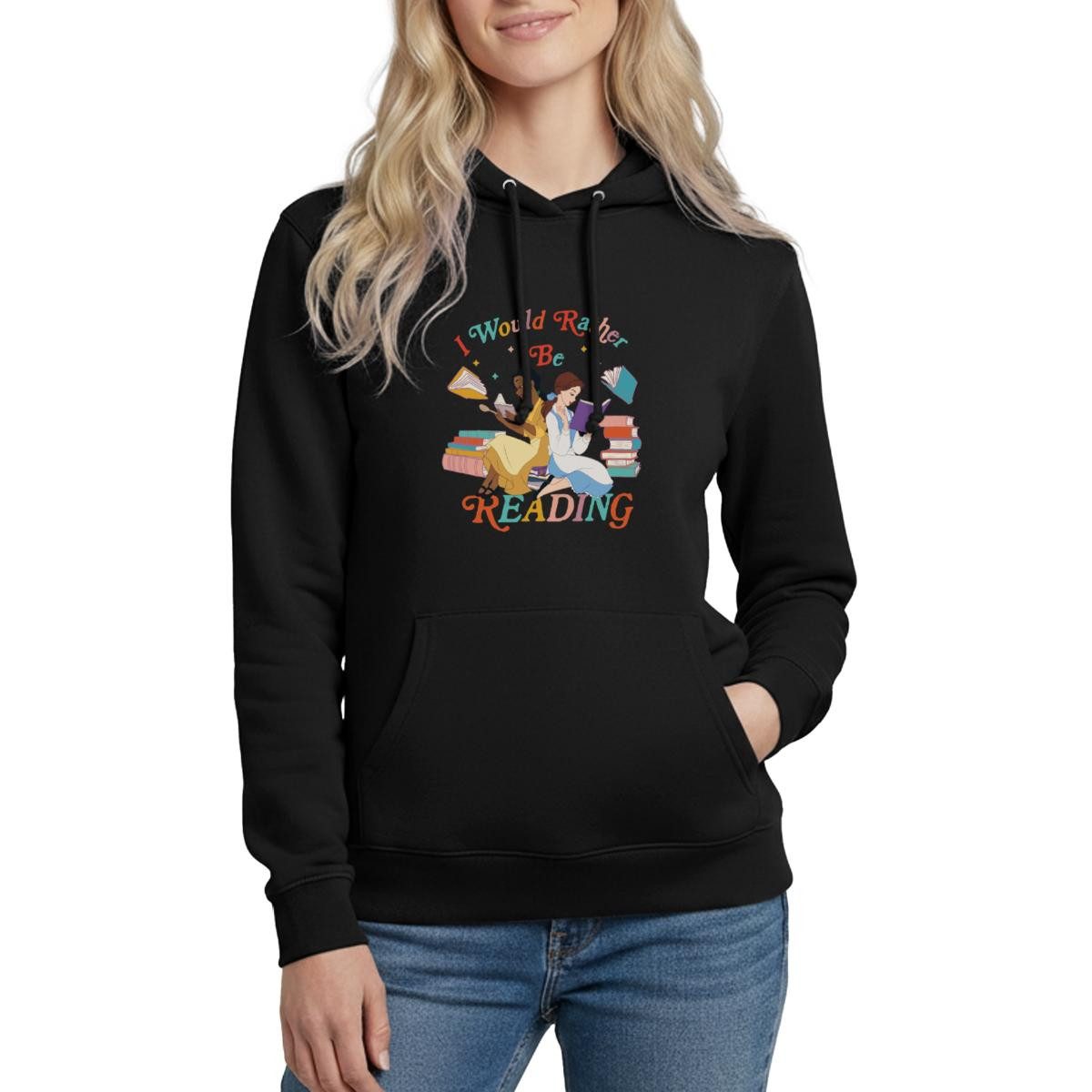Hoodie Prinzessin Tiana & Belle I Would Rather Be Reading Damen Hoodie