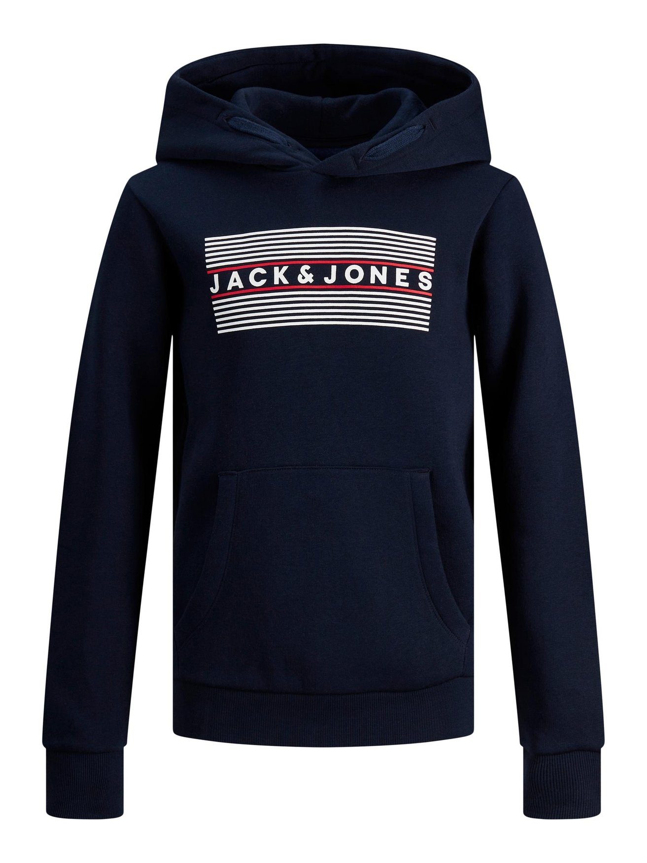 Jack Jones Blau 6502 Logo Pullover Hoodie JJECORP in Kapuzen Hoodie & Sweater