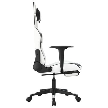 vidaXL Bürostuhl Gaming-Stuhl mit Fußstütze Weiß und Schwarz Kunstleder Home Office Ses
