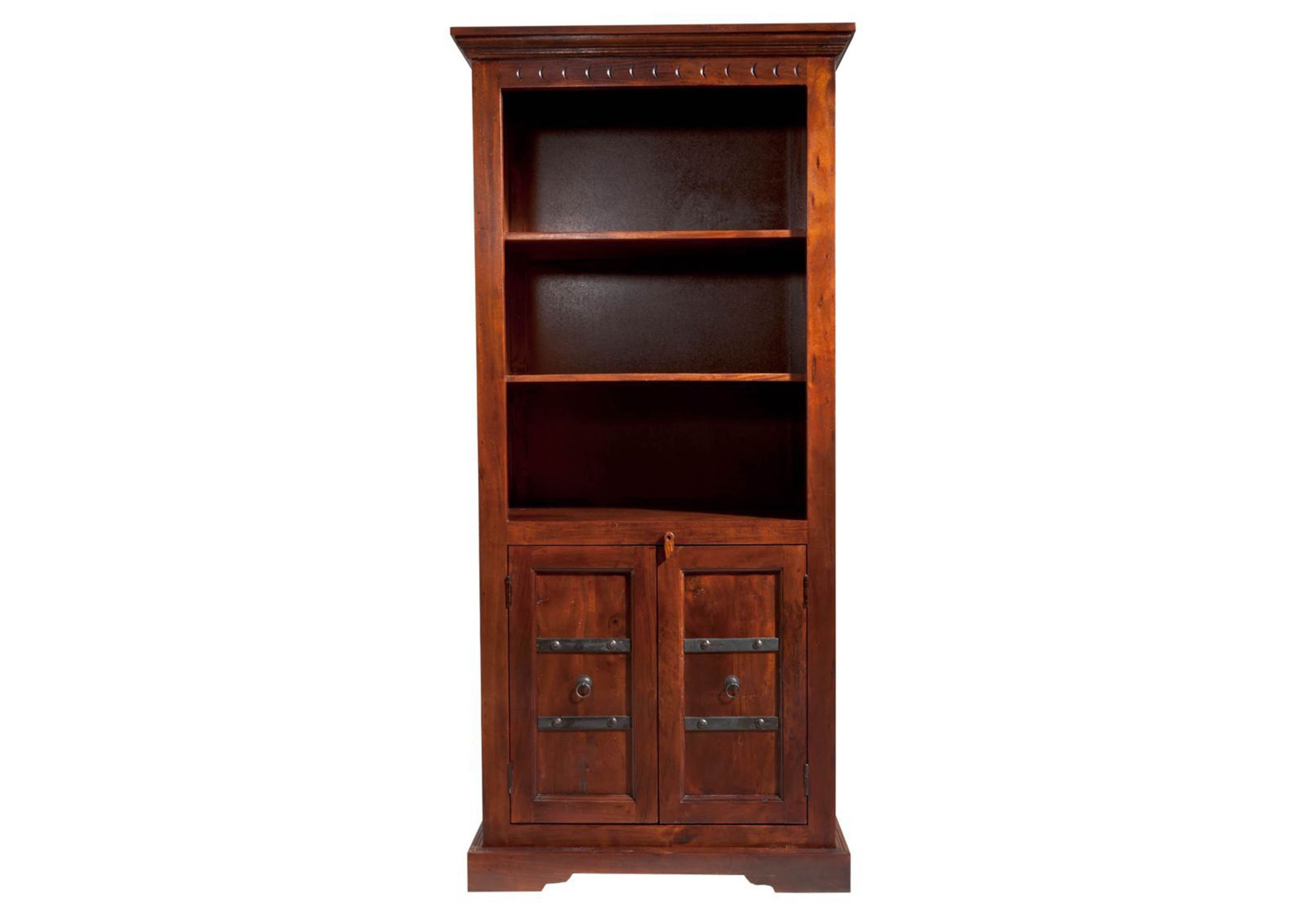 Massivmoebel24 Bücherregal OXFORD, 1-tlg., Regal Akazie 84x50x183 nougat lackiert OXFORD #406