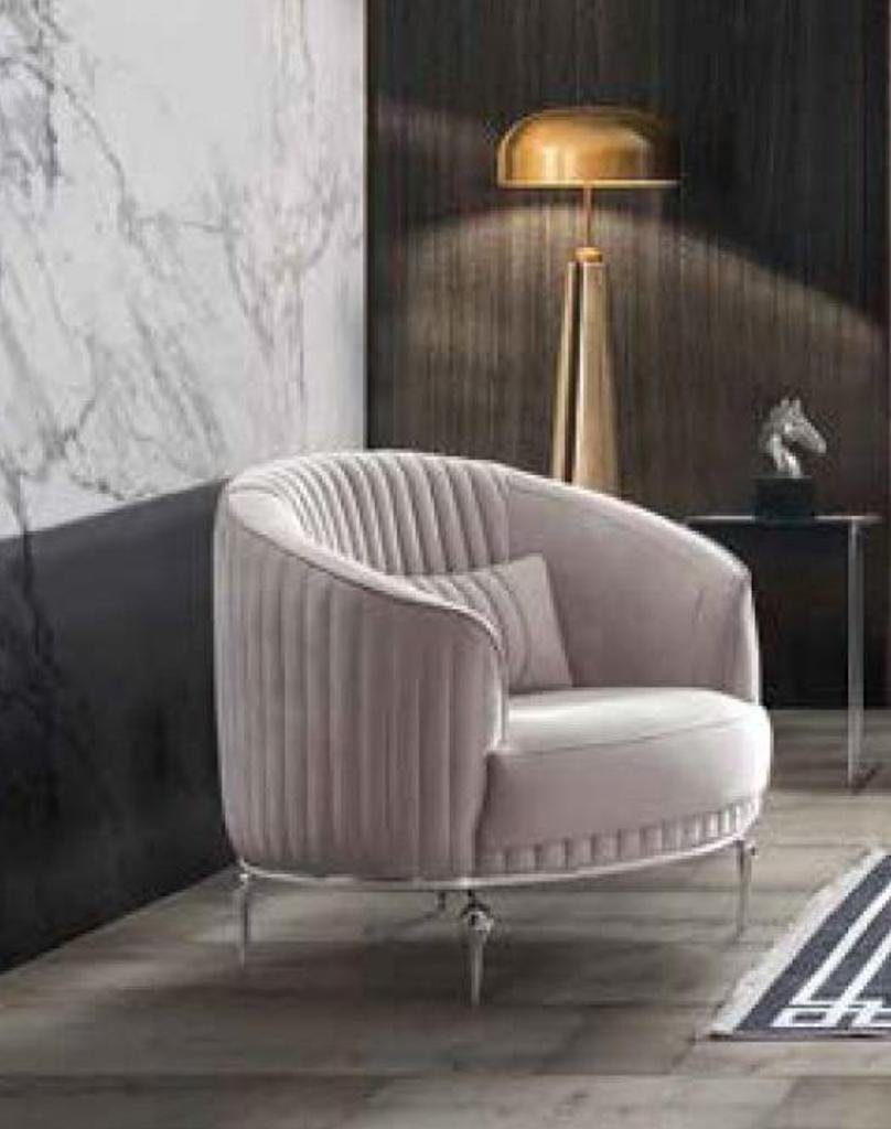 JVmoebel Sessel, Sessel Luxus Einsitzer Couch Textil Sofa Polster Möbel Couchen Samt Beige