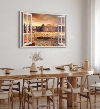 Sinus Art Leinwandbild Wandbild 120x80cm Fensterbild Monument Valley Colorado Grand Canyon Fe, (1 St)