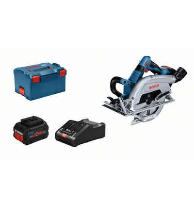 Bosch Professional Akku-Handkreissäge GKS 18V-70 L, incl. 2 Akku, Schnellladegerät, Zubehör, L-BOXX