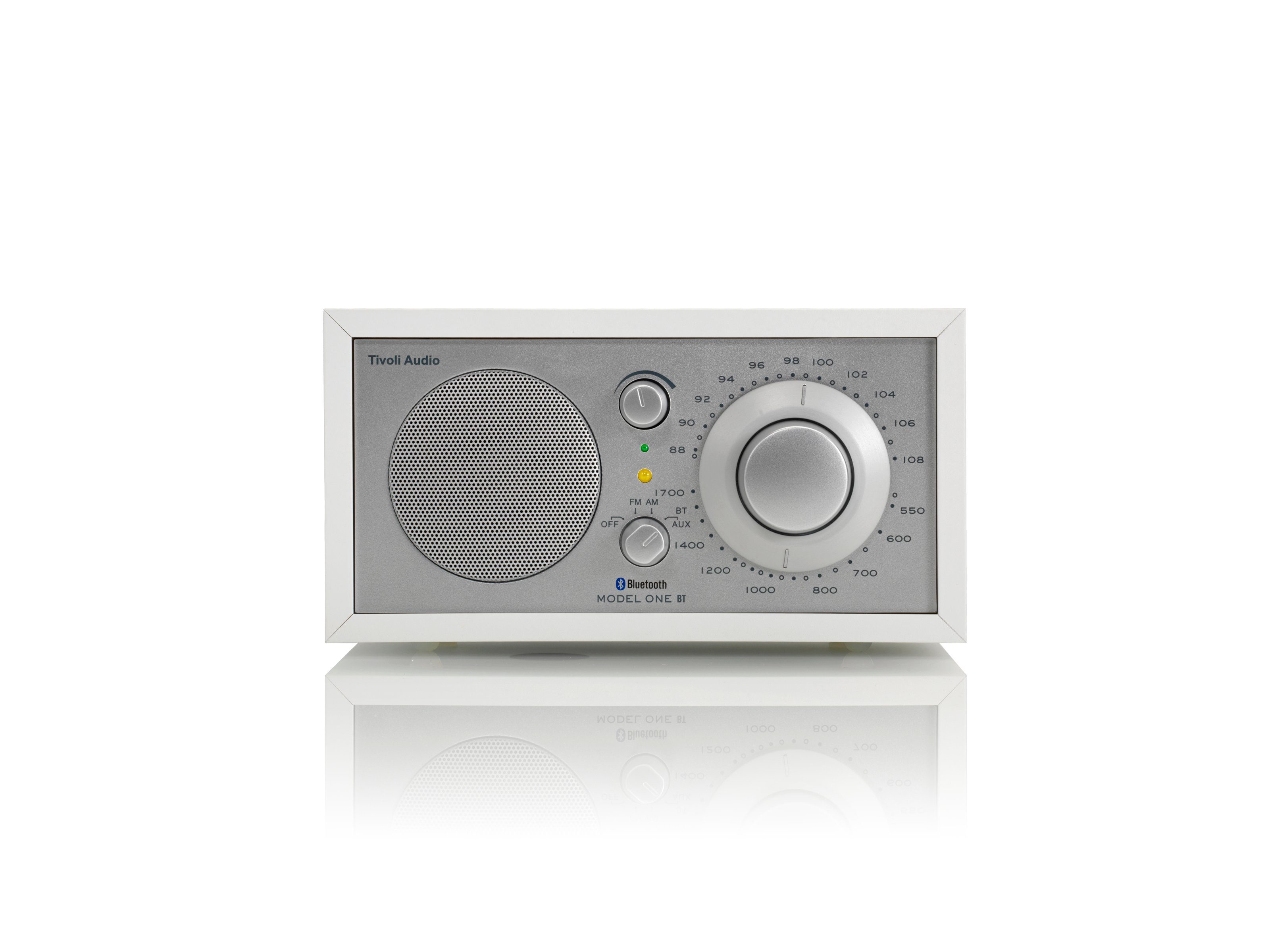 Tivoli Audio Model One (FM-Tuner, BT Küchen-Radio) Tisch-Radio, Retro-Optik, UKW-Radio Weiß/Silver Echtholz-Gehäuse, Bluetooth