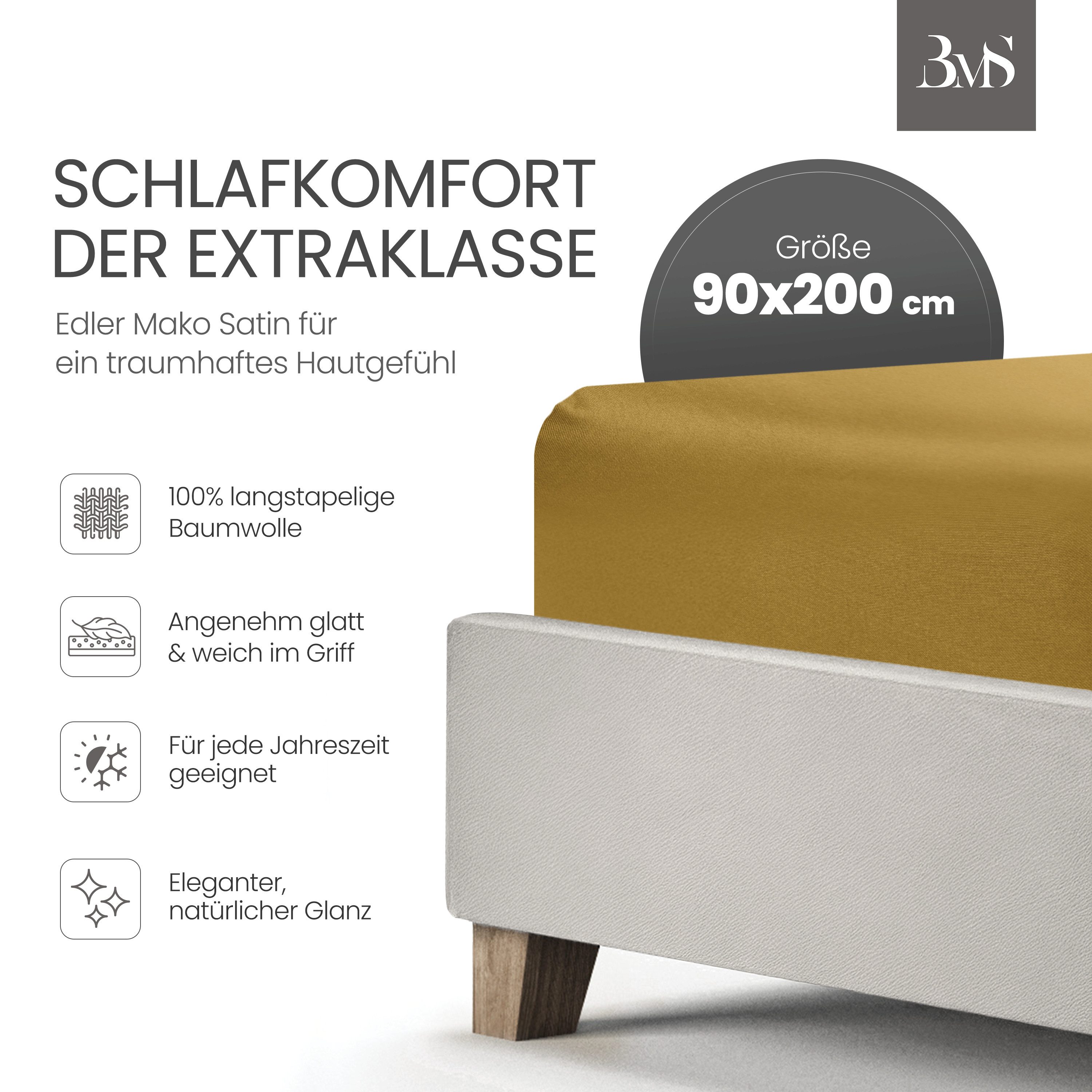 BETTWAESCHE-MIT-STIL Spannbettlaken Mako Satin Spannbettlaken, Matratzenhöh günstig online kaufen