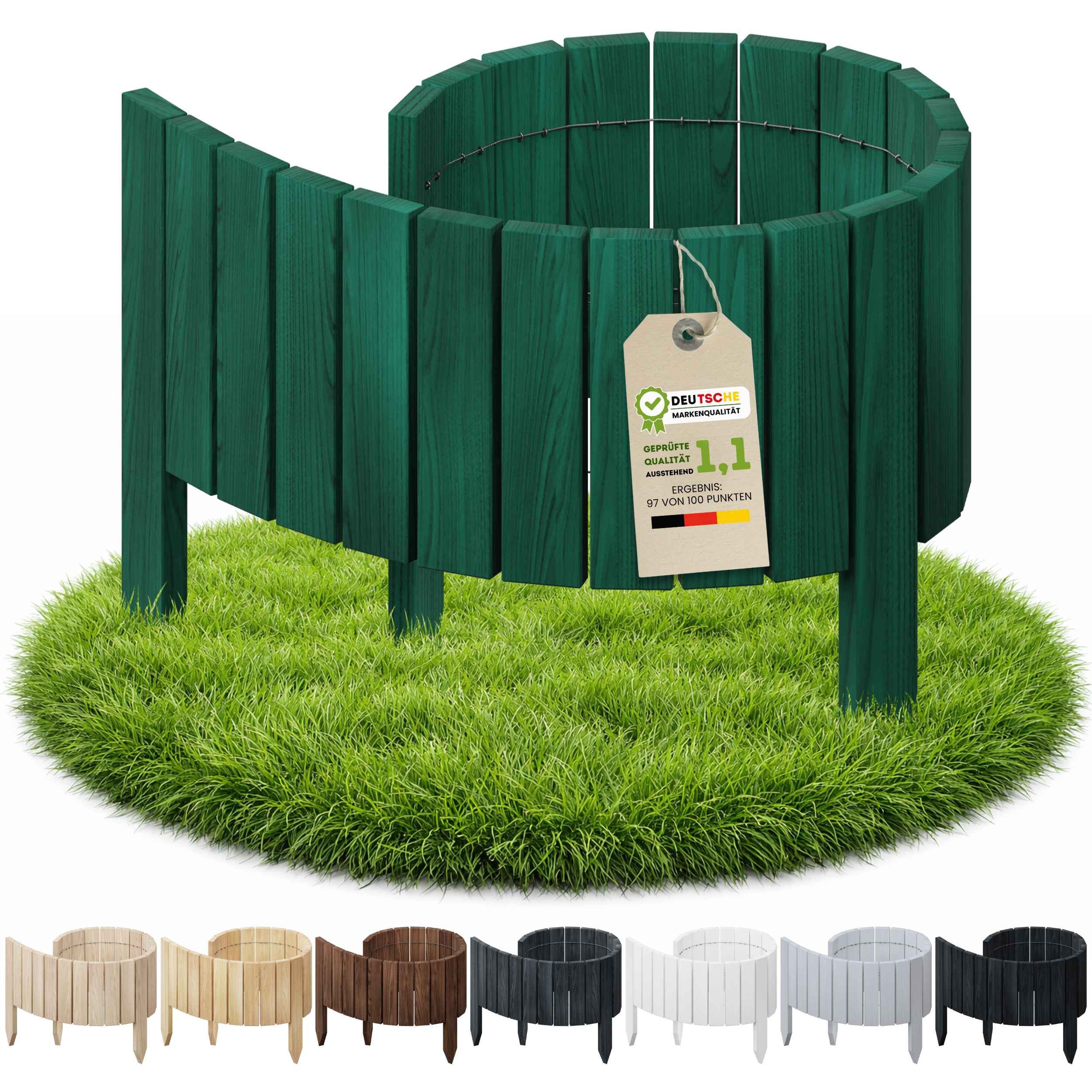 Floranica Palisade Flexible Beeteinfassung Rollborder Beetumrandung Rasenkante Holzzaun, LxH: 100x10 cm, Grün, Rasenbegrenzung Dekozaun Umzäunung von Blumenbeeten Kräutergarten Wege