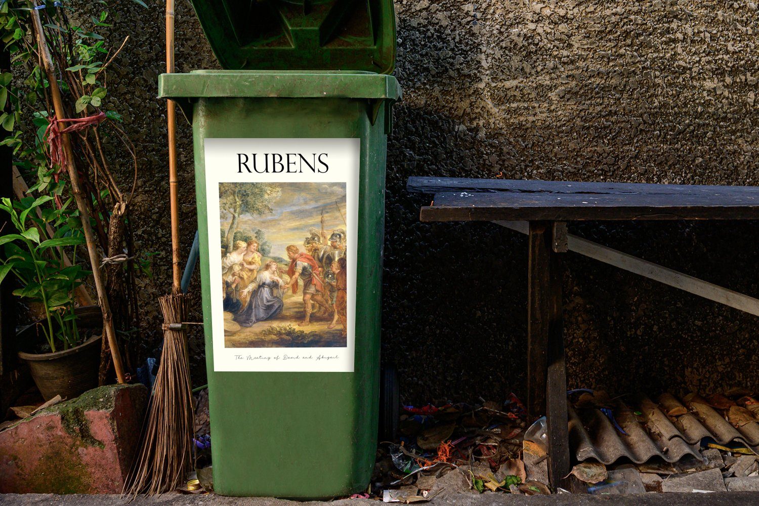 Meister Sticker, Alte - Mülleimer-aufkleber, Rubens - MuchoWow Abfalbehälter Malerei Container, Wandsticker St), (1 Mülltonne,