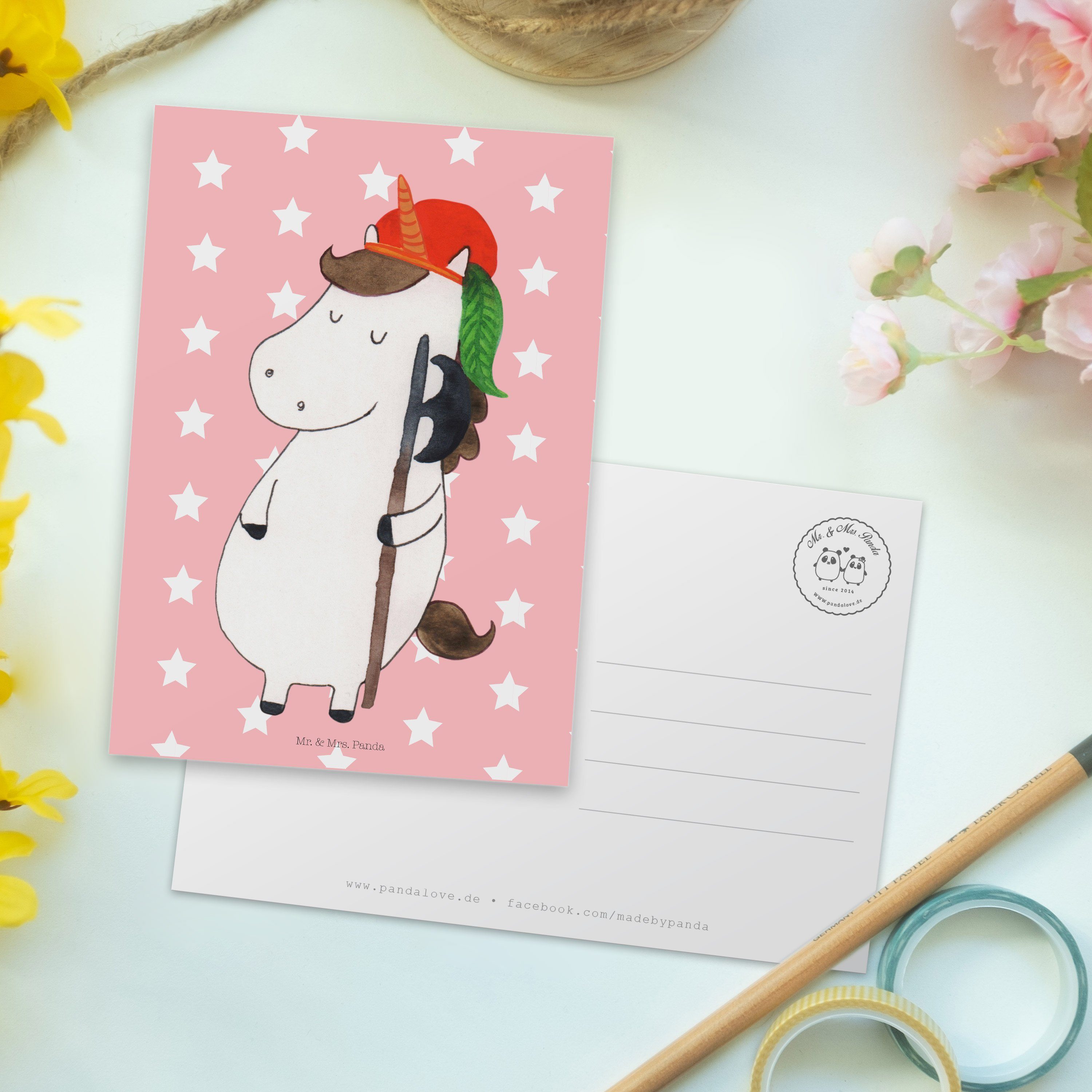 Rot Mr. Bube Einladung, Mrs. - Pastell Einhorn Geschenk, Gruß - Panda & Geschenkkarte, Postkarte