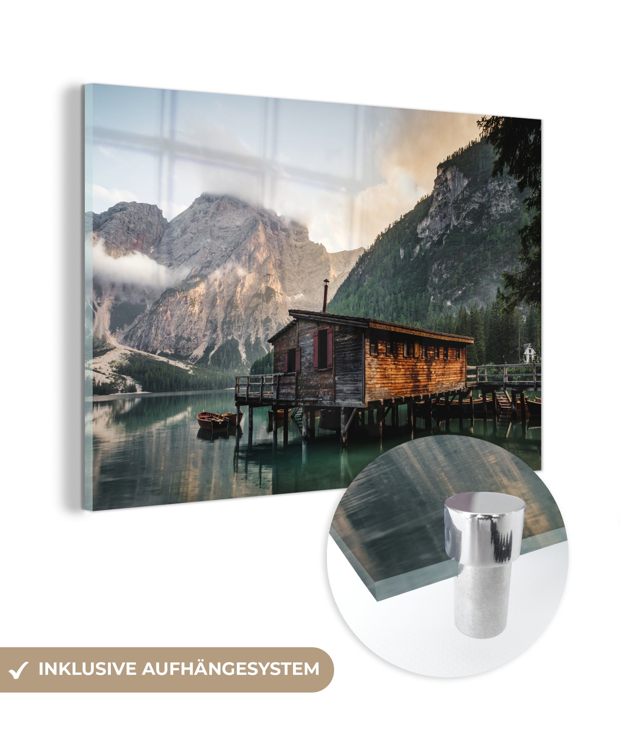 Wasser Acrylglasbilder (1 MuchoWow - Wohnzimmer Anlegestelle, Italien & Acrylglasbild St), - Schlafzimmer