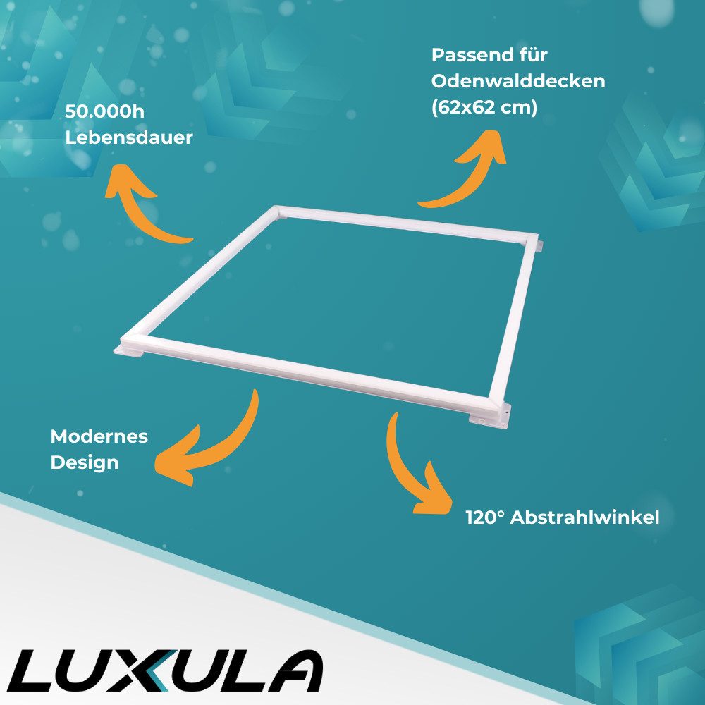 LUXULA LED Rasterleuchte LED Leuchtrahmen, 62x62 cm, 40 W, 4000 lm, 4000 K, steckbar, Neutralweiß
