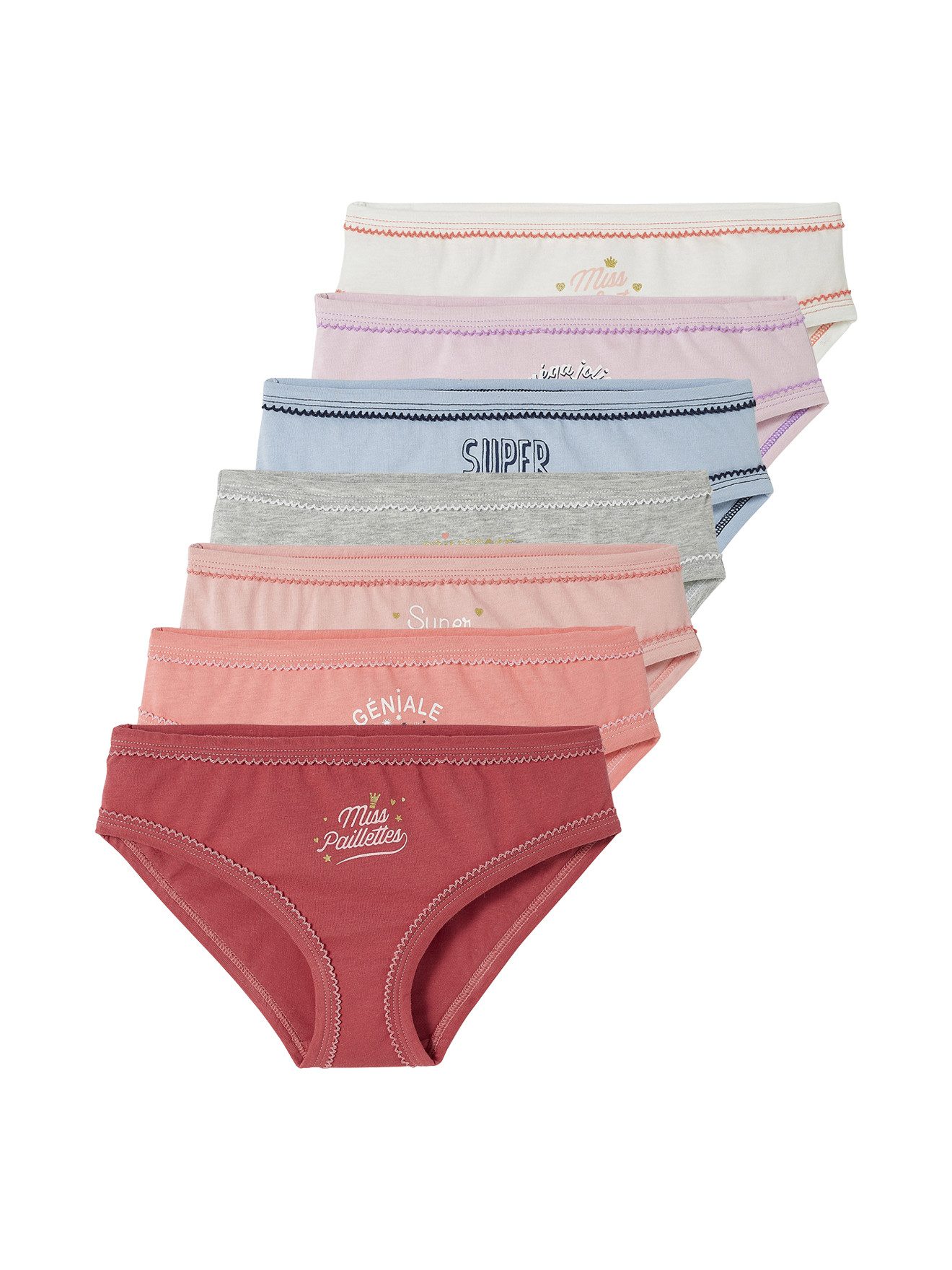 Slip 7er-Pack Mädchen Slips mit Schriftzug
