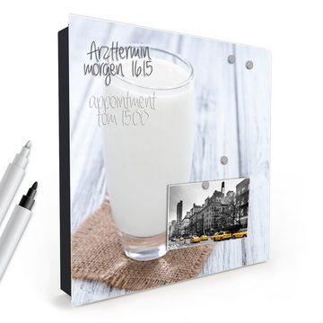 Primedeco Schlüsselkasten Magnetpinnwand mit Glasfront Glas Milch (1 St)