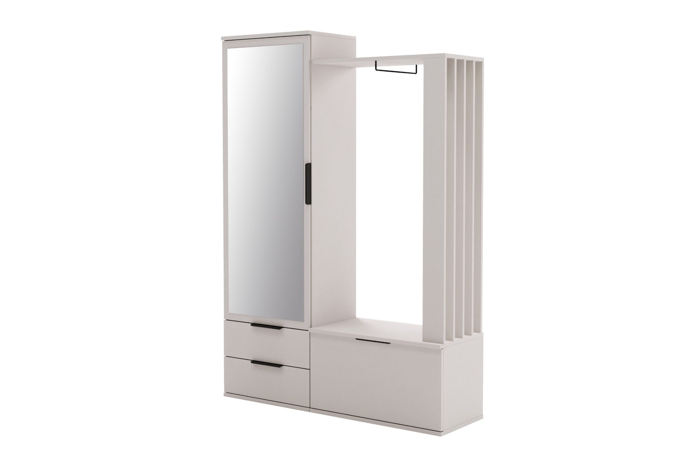 Deine Möbel 24 Garderobe GALLO mit Spiegel und Schubladen, Flurgarderobe in Sandbeige (Set, 1 St., Robuste Verarbeitung mit ABS-Kanten, langlebig & pflegeleicht), Garderoben-Set, modern, viel Stauraum