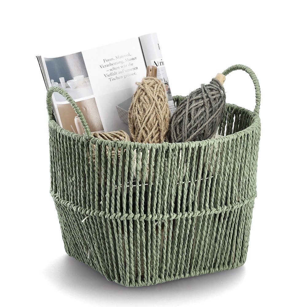 Zeller Present Aufbewahrungskorb, Papiergeflecht, salbei, ca. Ø 30 x 21 cm