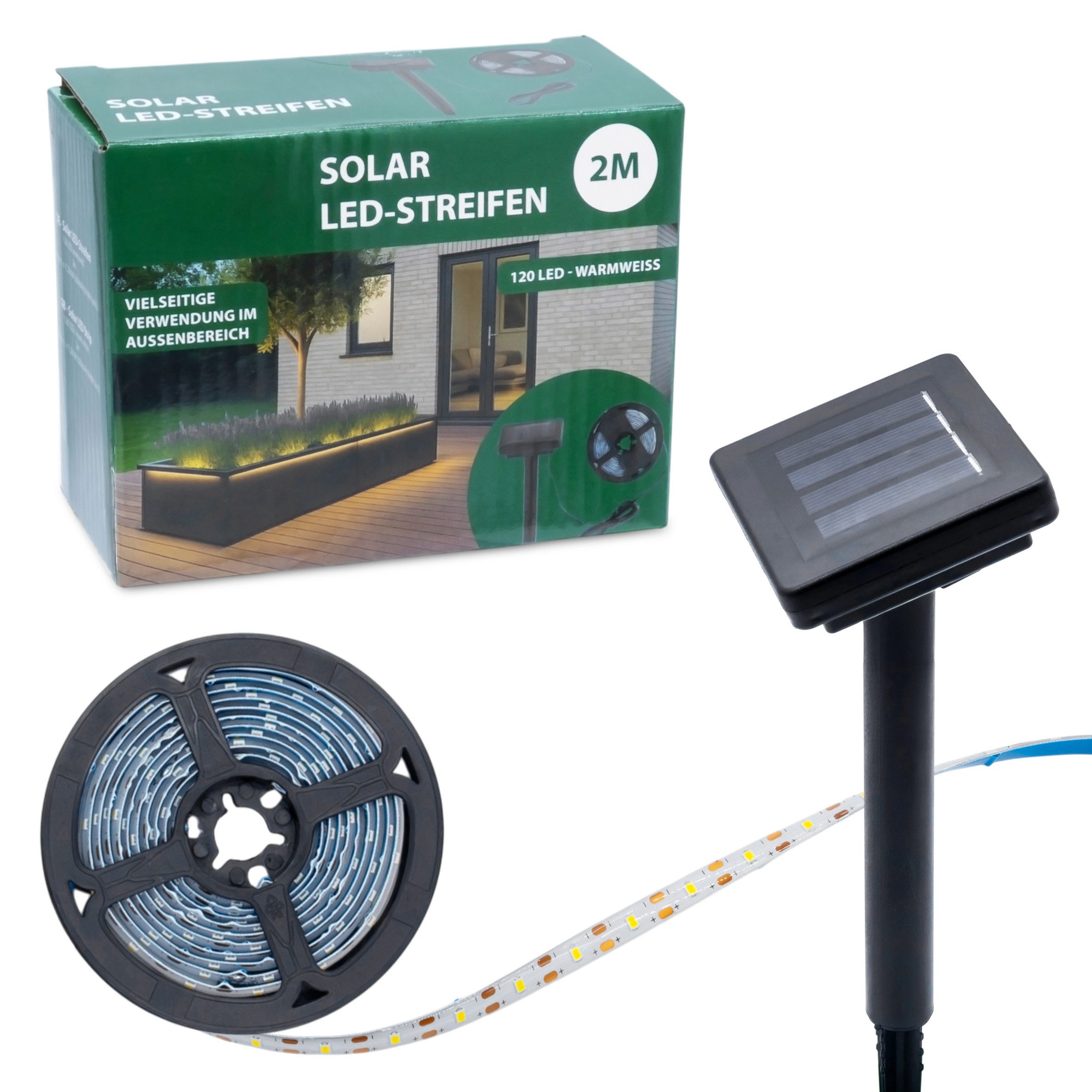 Spetebo LED Stripe Outdoor Solar Lichtstreifen selbstklebend, 120-flammig,Solar LED Stripe selbstklebend warm weiß 200 cm für Außen – Bild 5 von 5