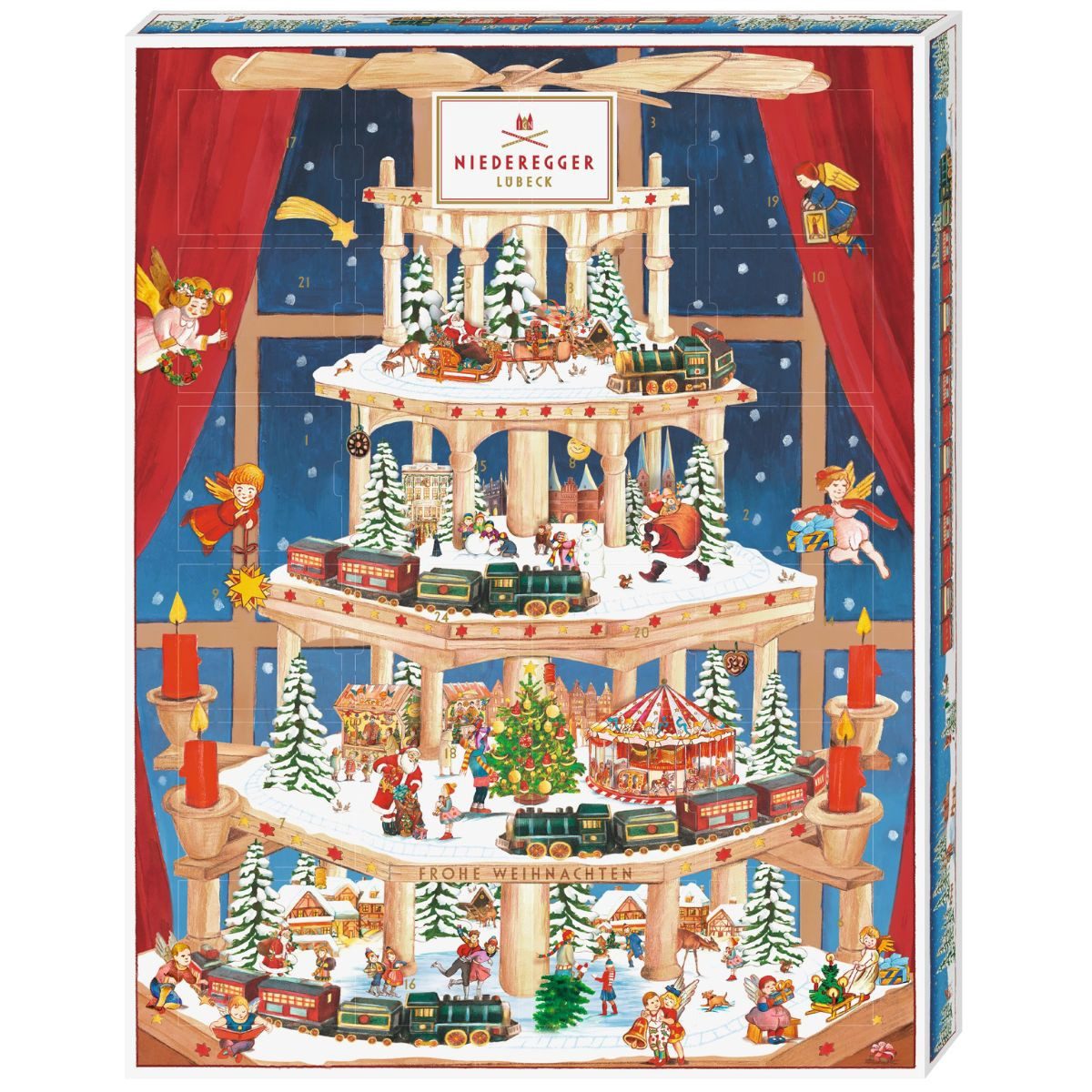 Niederegger Lebensmittel-Adventskalender Niederegger Adventskalender Pyramide 300 g – 24 Türchen (1-tlg), 24 Pralinen