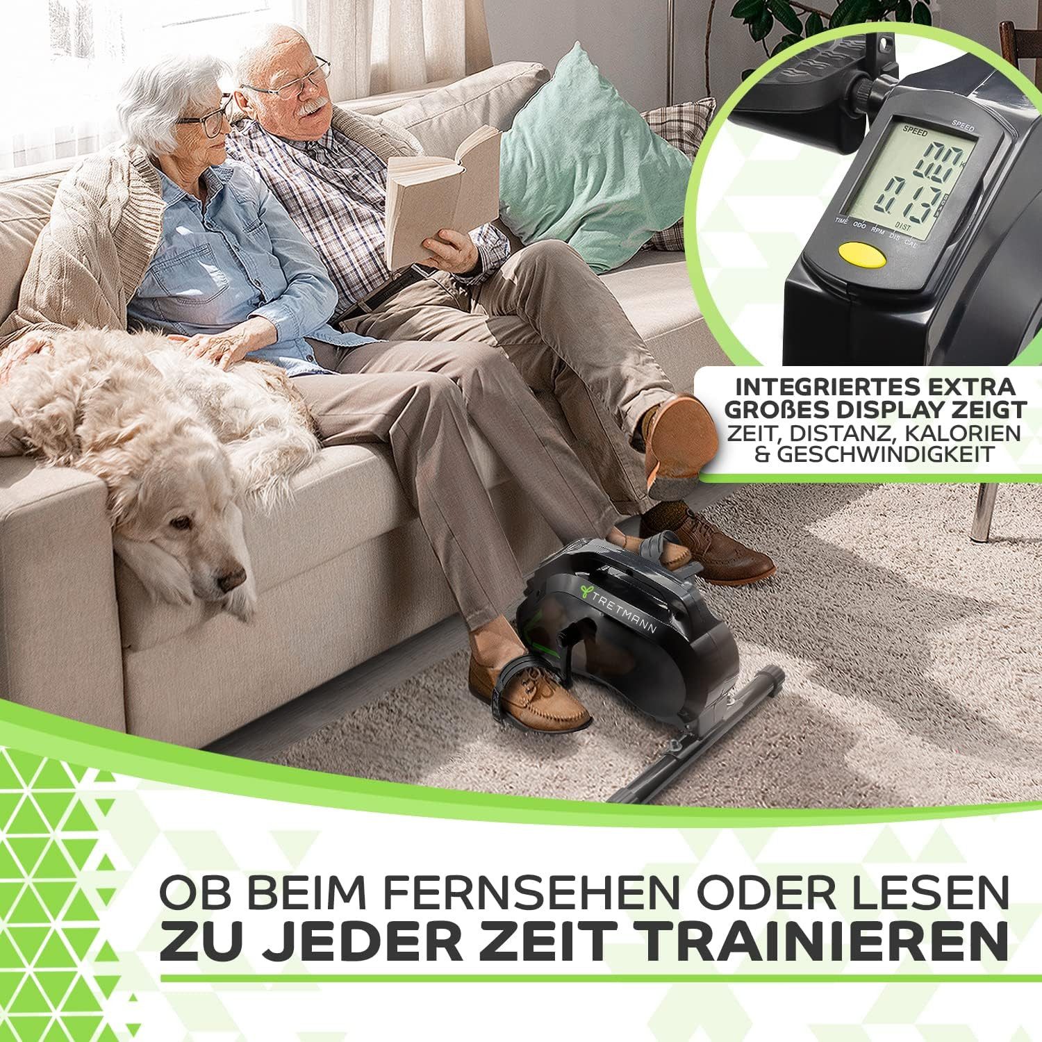 Tretmann Multitrainer Tretmann Pedaltrainer - Beintrainer für Senioren Heimtrainer Pro, (inkl. Befestigungsband, Senioren Heimtrainer Mini Bike Pro), DEKRA Geprüft