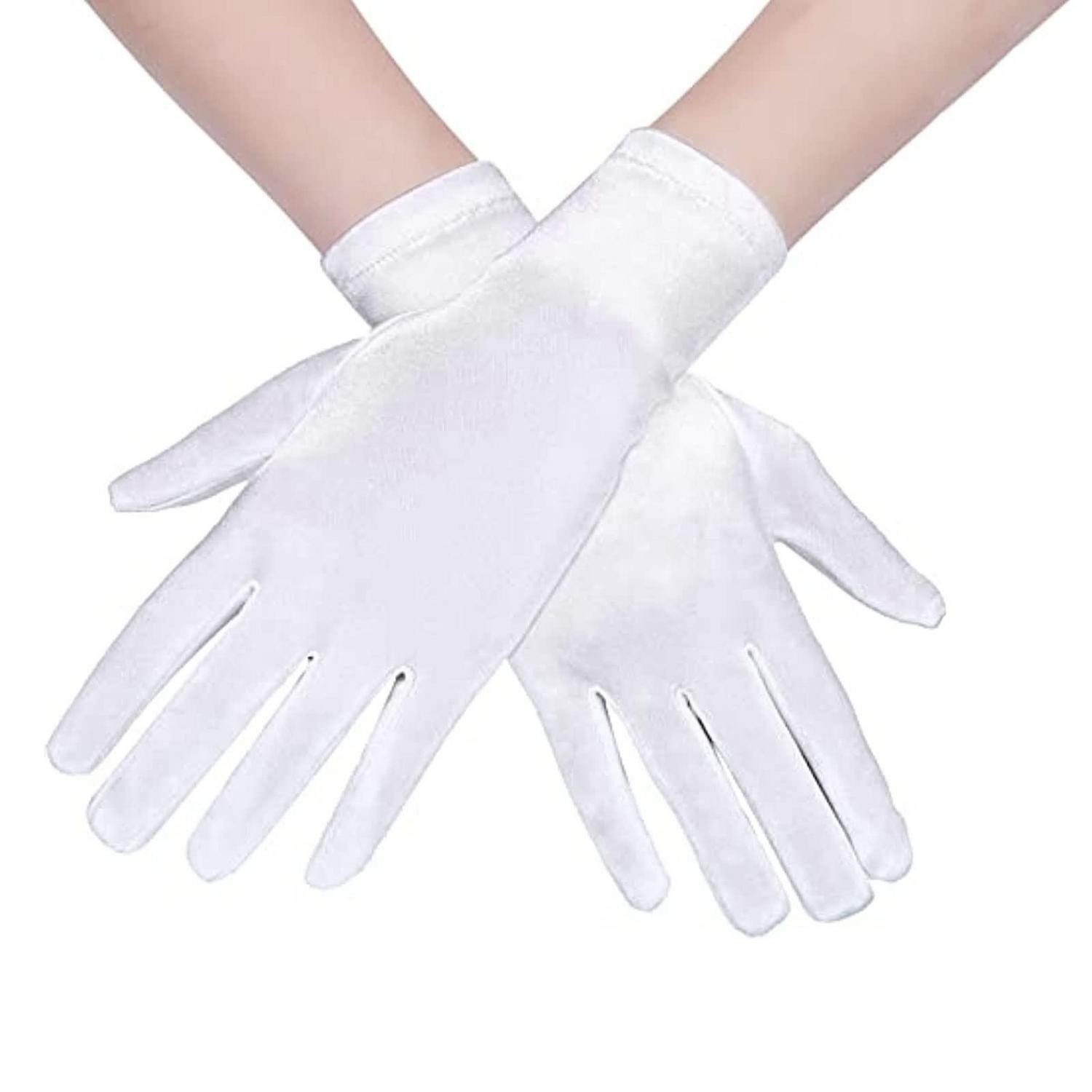 LuxusKollektion Abendhandschuhe Opernhandschuhe Satin Kurz Weiß (1-St)
