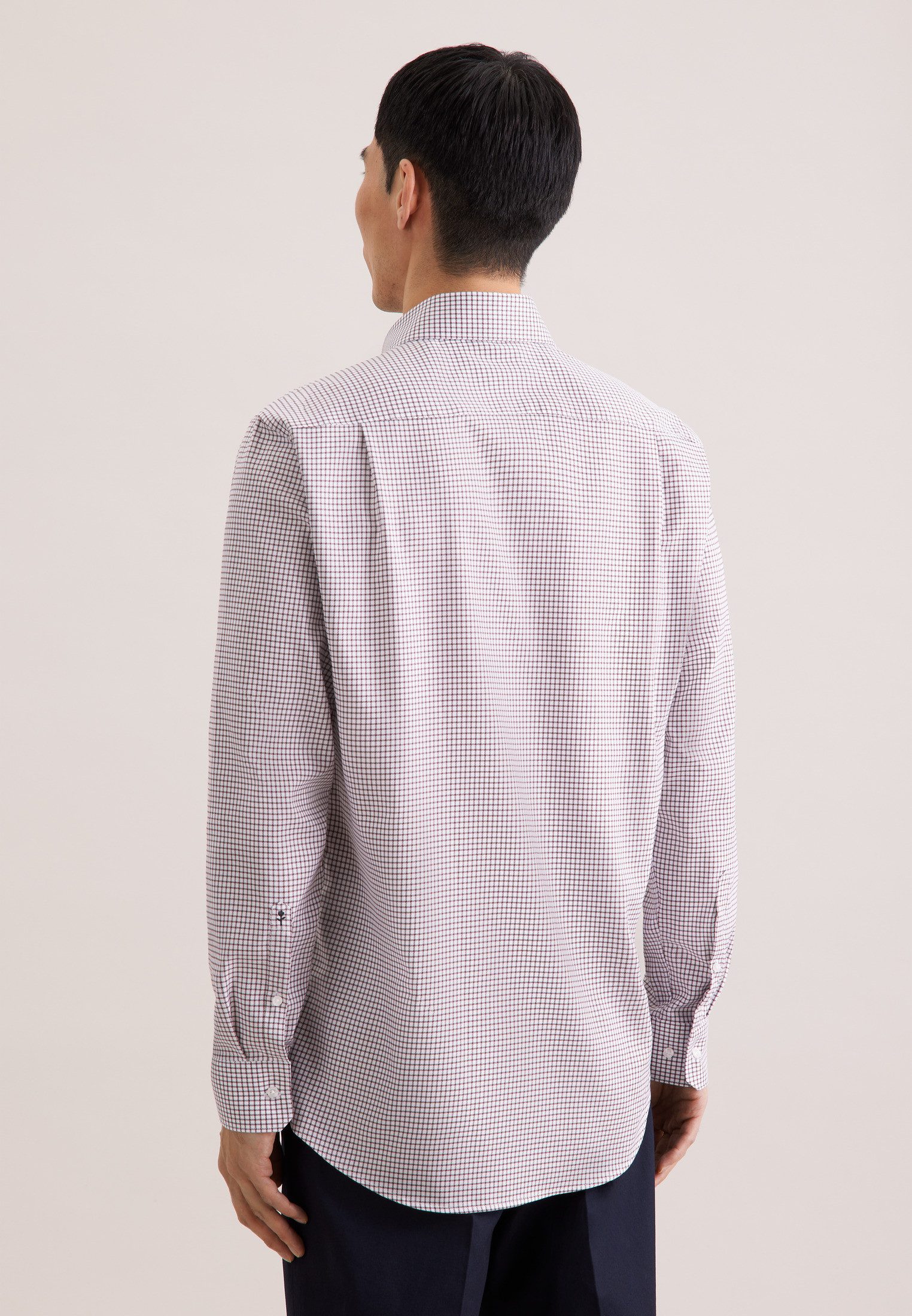 seidensticker Businesshemd Schwarze Rose Regular 1/1 Covered-Button-Down-Kragen Karo