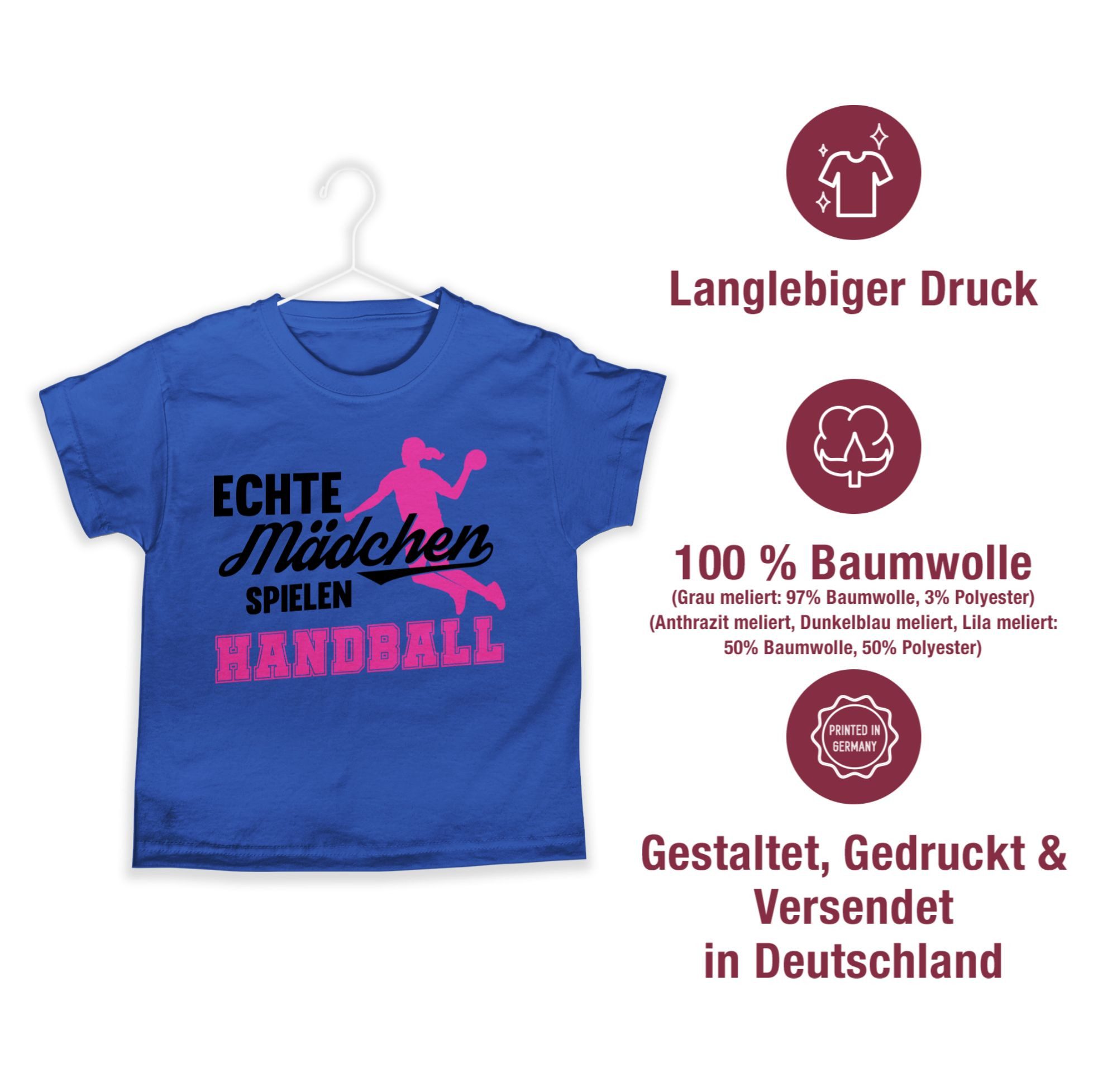 Shirtracer T-Shirt Echte Mädchen spielen Handball - Sprungwurf (1-tlg) Kinder Sport Kleidung – Bild 5 von 5