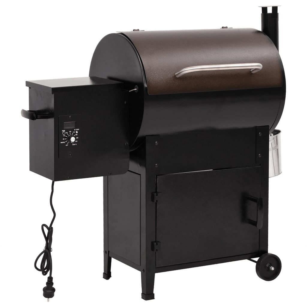 vidaXL Grillkamin Pelletgrill mit Schornstein Schwarz 104 cm Eisen