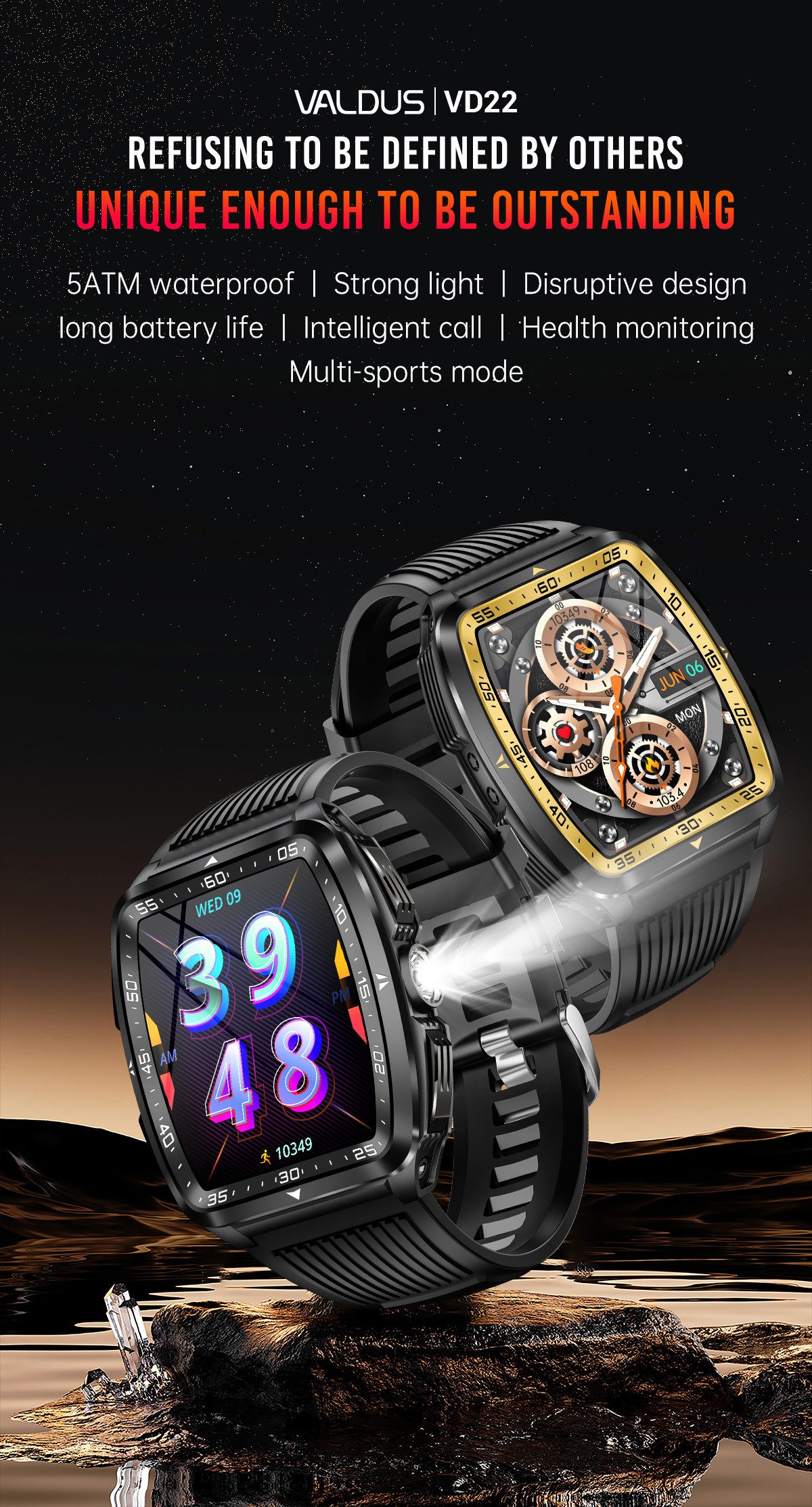 Zevelora Herren's Robust Telefonfunktion 400mAh IPX8-5ATM Wasserdicht Smartwatch (1,8 Zoll, Android/iOS), Elegante Luxus-Uhr mit Gesundheits- & Fitnessfunktionen