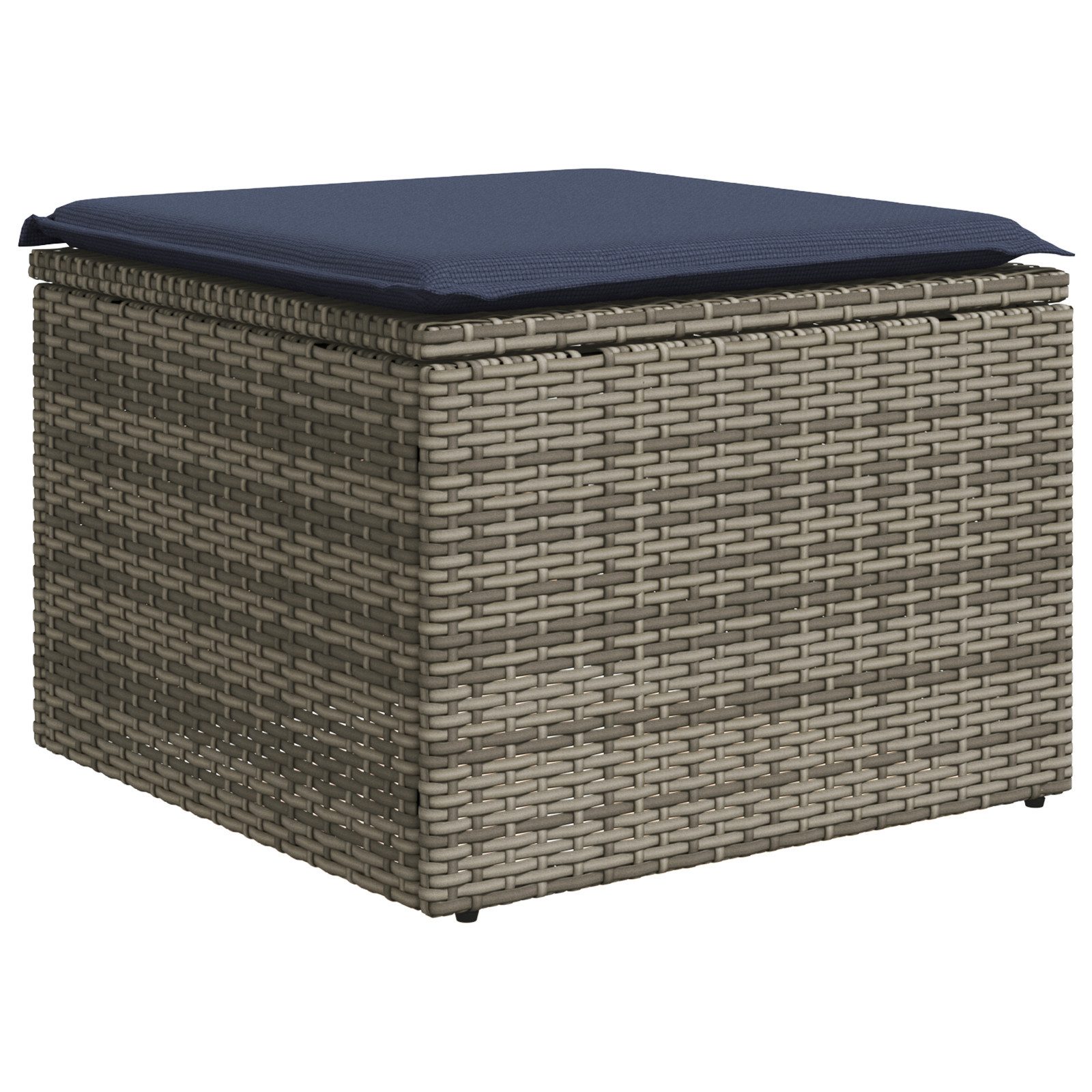 vidaXL Hocker Gartenhocker mit Kissen Grau 55 x 55 x 37 cm Poly-Rattan (1 St)