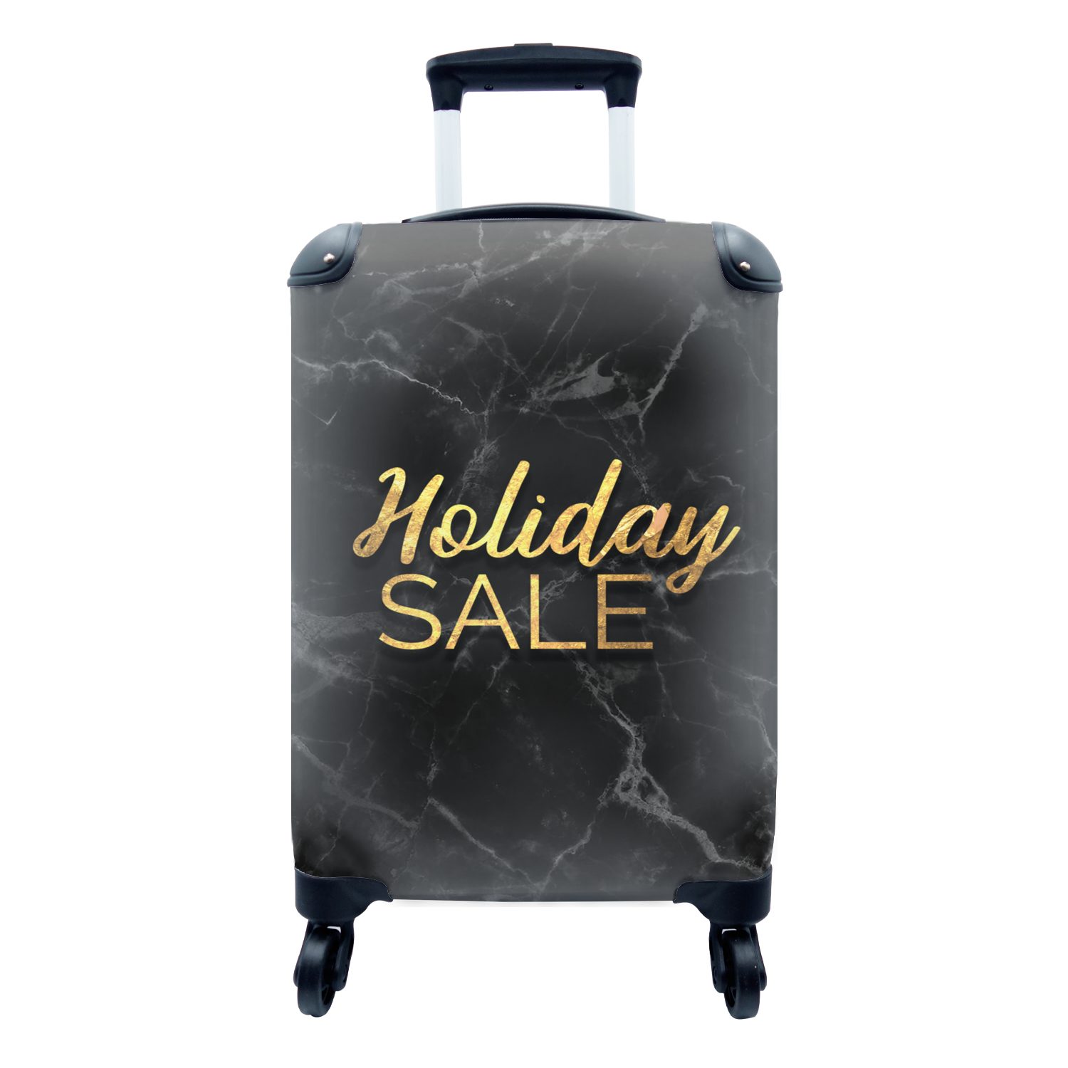 MuchoWow Handgepäckkoffer Verkauf - Urlaub - Gold - Marmor, 4 Rollen, Reisetasche mit rollen, Handgepäck für Ferien, Trolley, Reisekoffer
