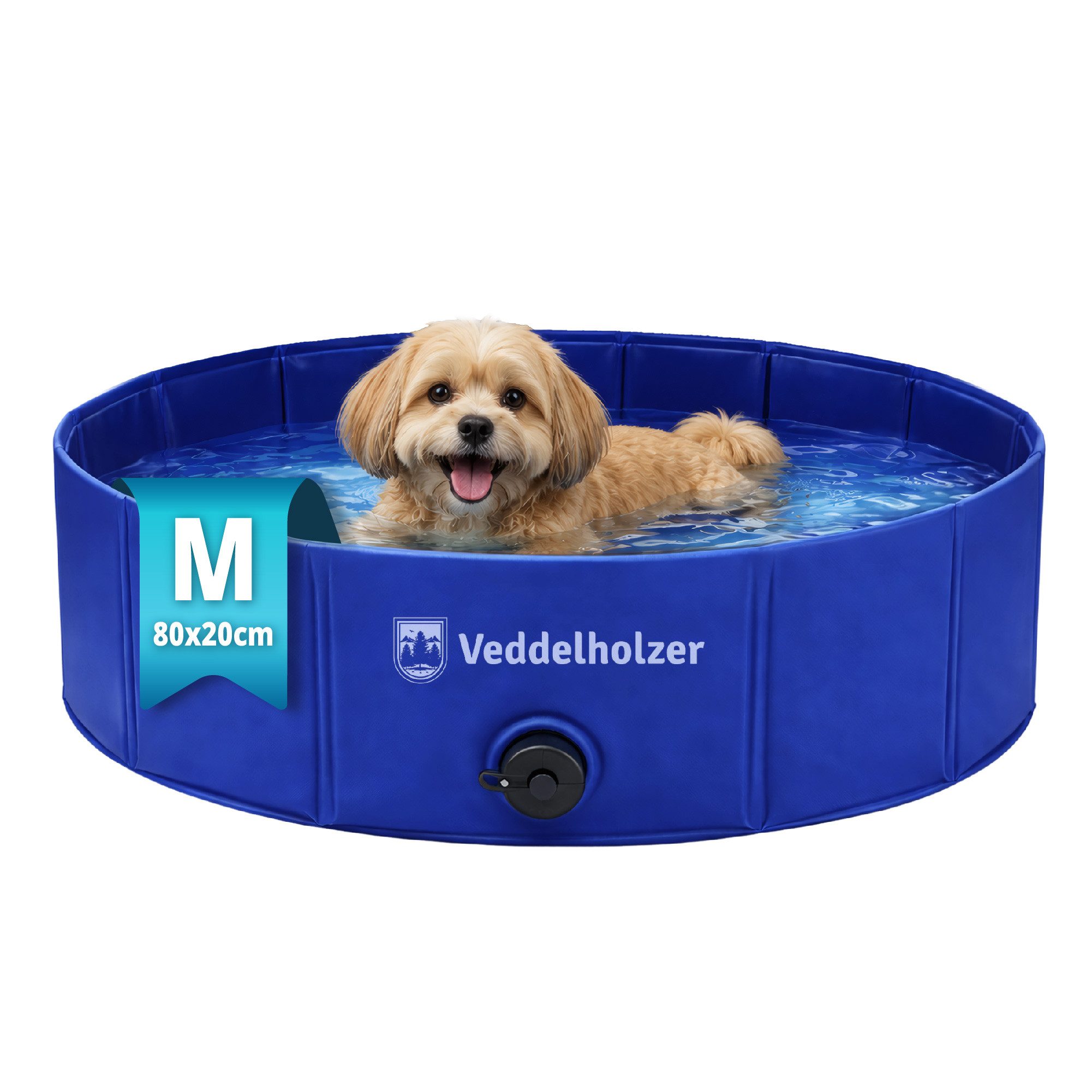 Veddelholzer Hundepool Faltbarer Hundepool M 80x20 cm rutschfest Robuster Hunde Swimmingpool, (platzsparend & stabil, ideal für Garten & Balkon), schneller Aufbau ohne Aufpumpen, für kleine & große Hunde