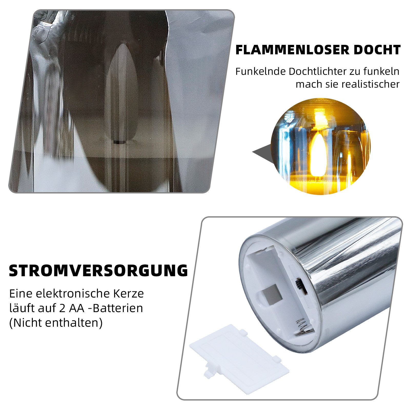 CCLIFE LED-Kerze LED Kerzen 3er Set mit Fernbedienung Timer Funktion 300 Stunden