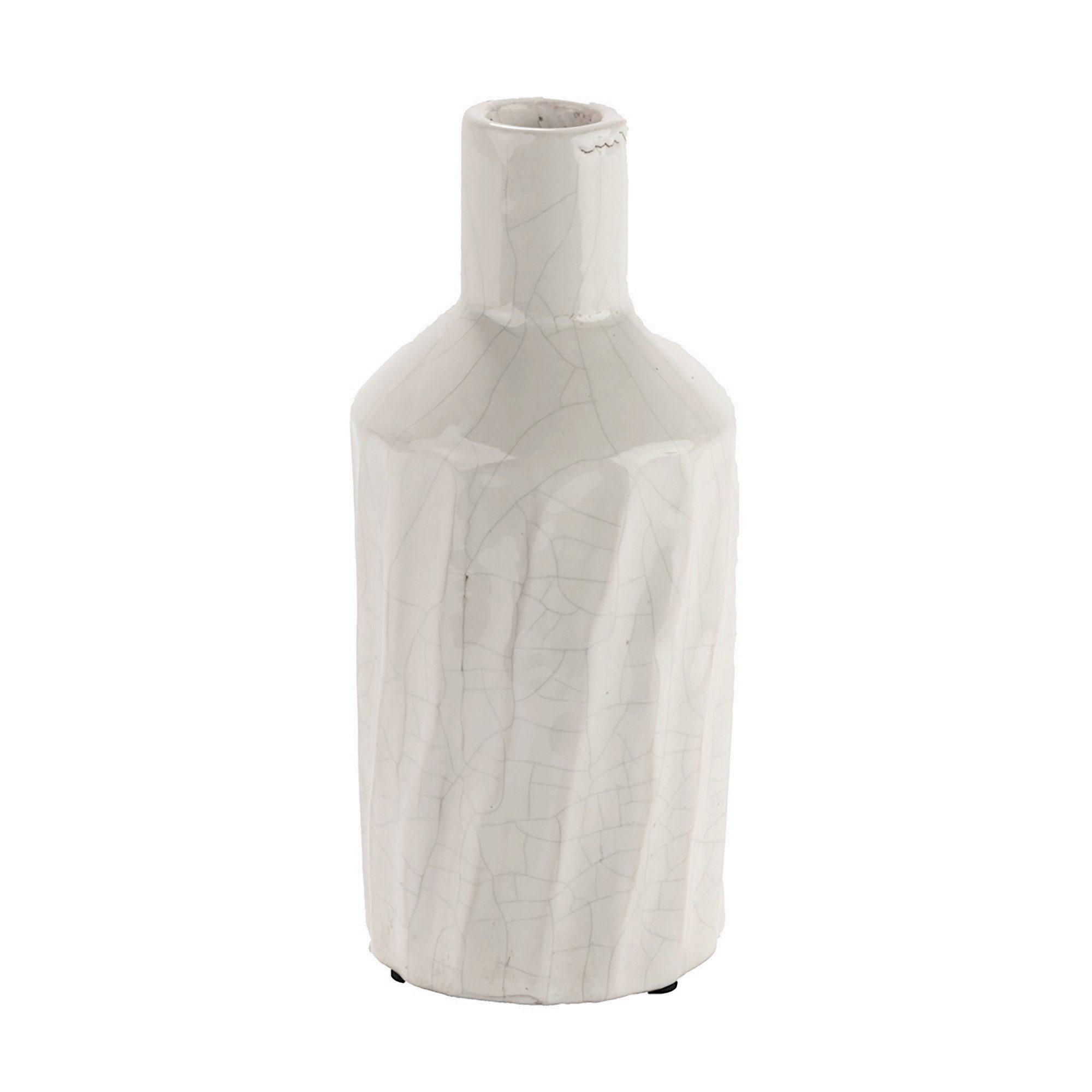 Tischvase Blumenvase creme weiß aus Keramik Vase