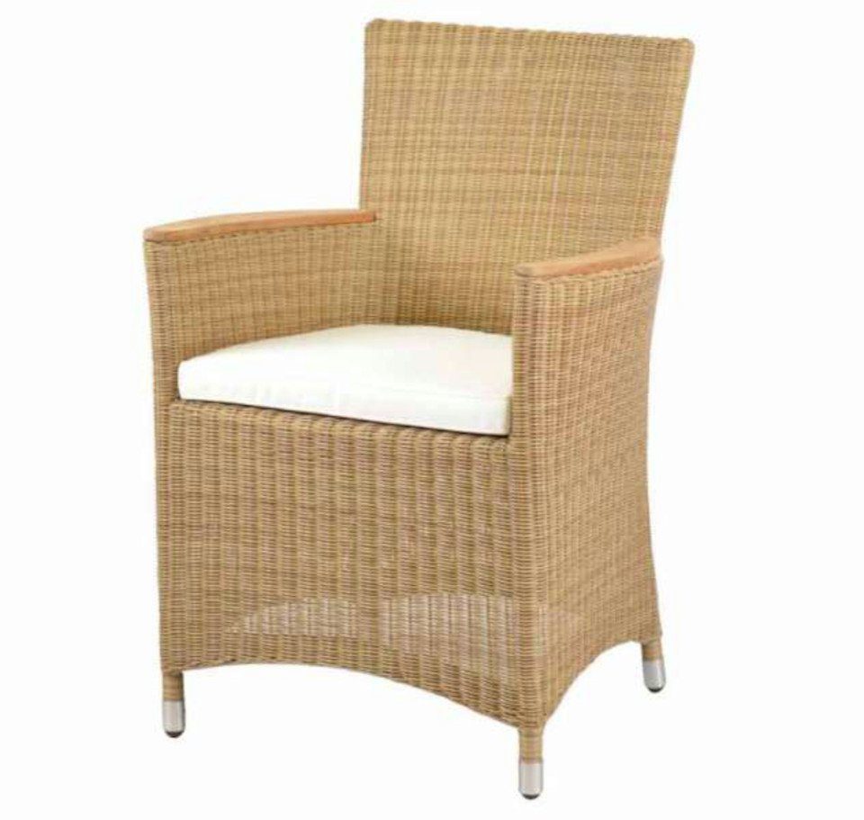 Kai Wiechmann Gartensessel Hochwertiger Polyrattan Geflechtsessel als wetterfester Rattansessel, moderner Polyrattan Gartenstuhl in Cream