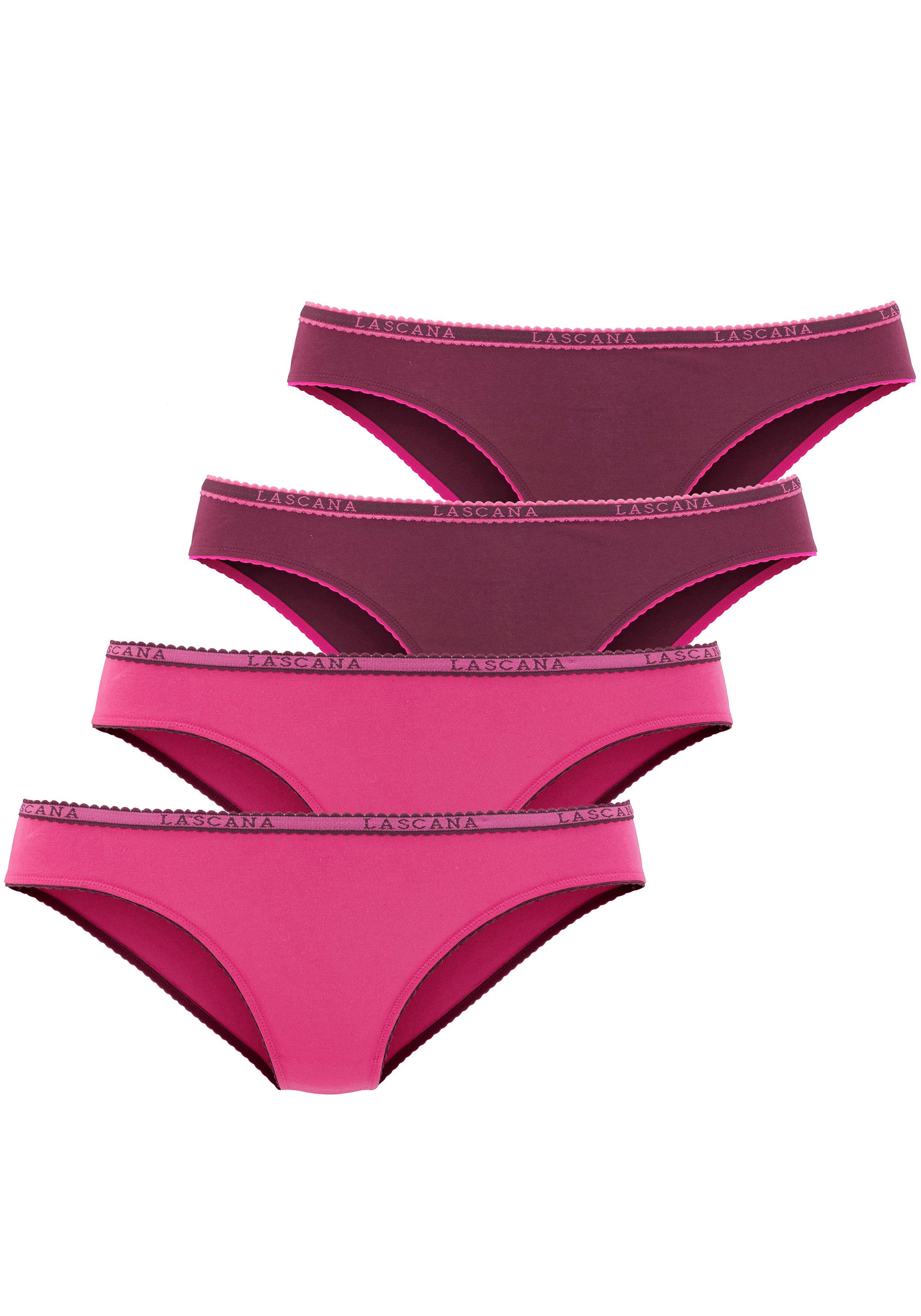 LASCANA Slip (4er-Pack) aus elastischer Baumwoll-Qualität