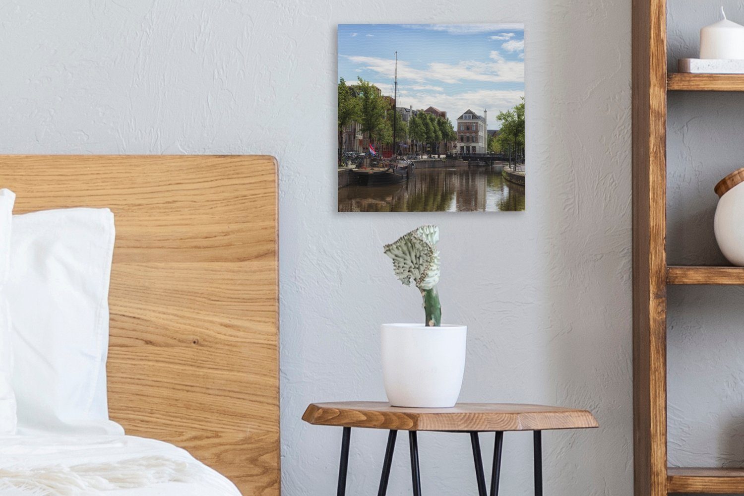 Leinwandbild - (1 Bilder Groningen Grachtenhaus, Schlafzimmer St), - für Segelboot OneMillionCanvasses® Wohnzimmer Leinwand