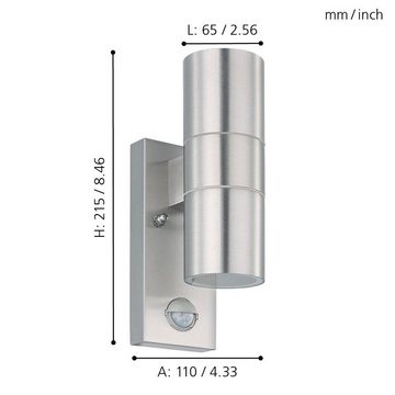 EGLO Außen-Wandleuchte 32898 LED Wandleuchte "RIGA 5" Edelstahl silber mit Bwm 21,5x6,5x11cm